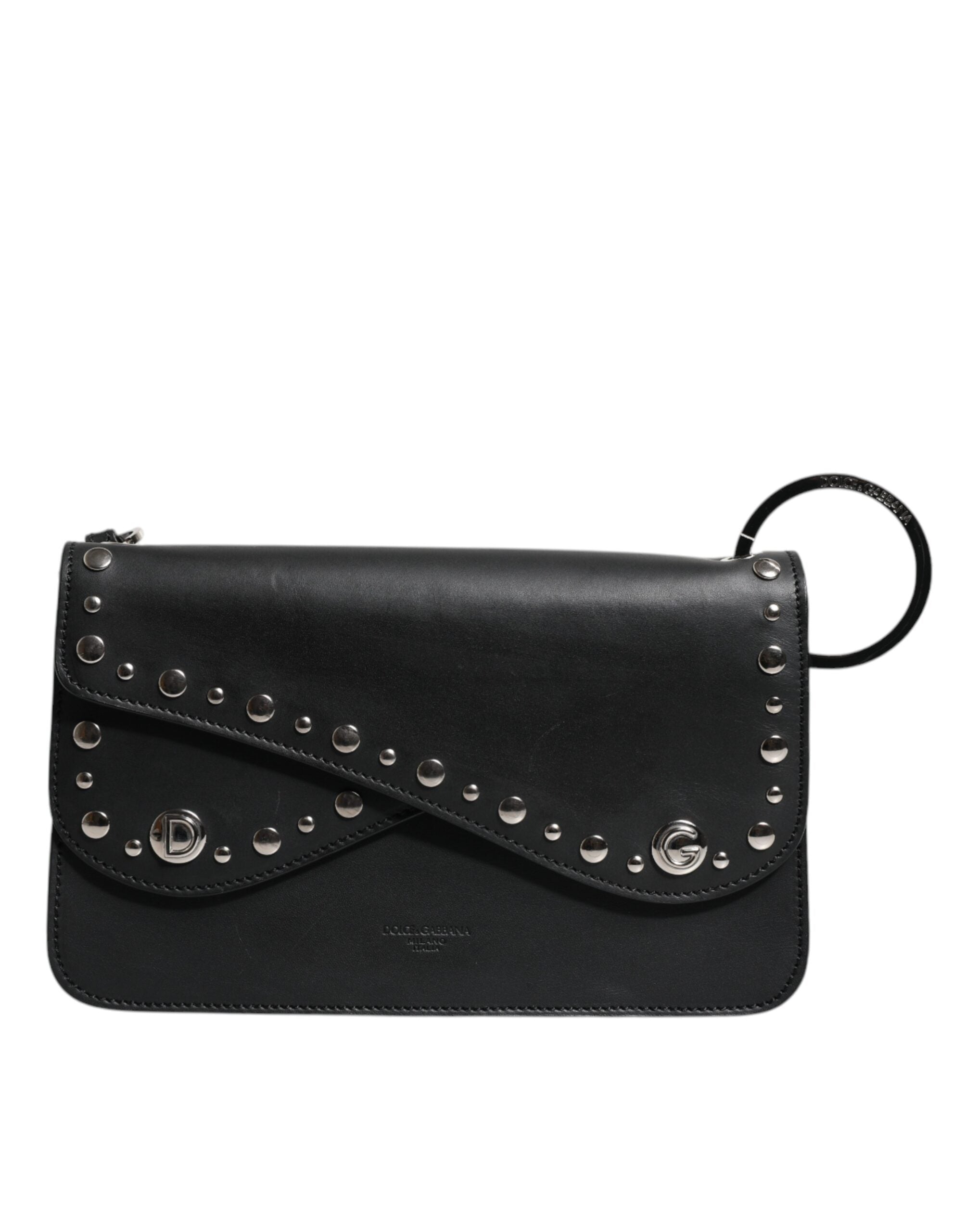 Dolce & Gabbana Black Small Leather Studded Shoulder Crossbody Women's Bag (Pre-Owned)