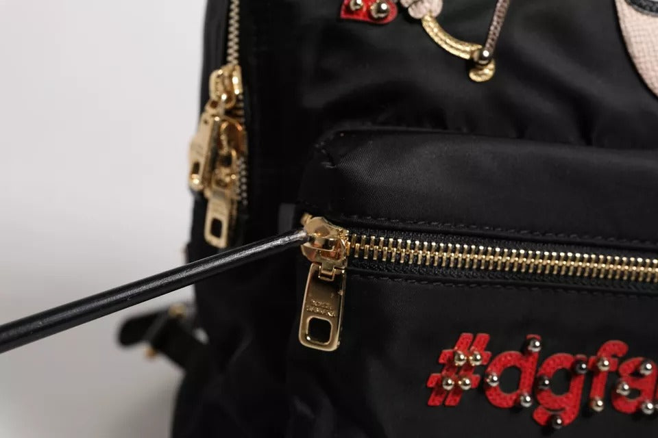 Dolce & Gabbana Black Nylon #DGFAMILY VULCANO Embellished Backpack Women's Bag (Pre-Owned)