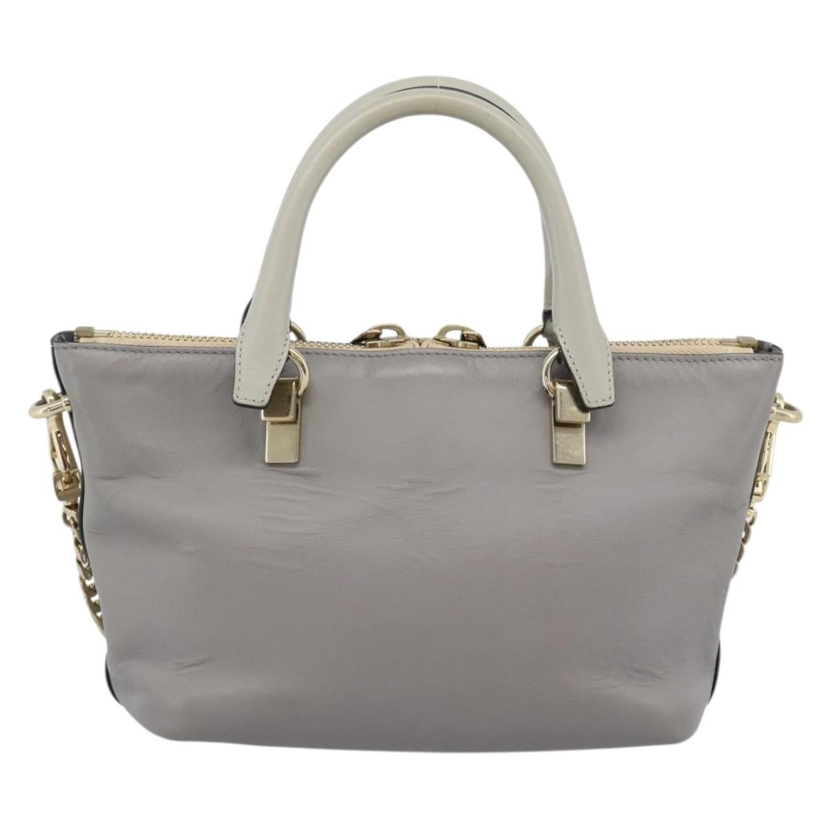 Chloe Bicolor Baylee Satchel Leather Gray Leather Handbag (Pre-Owned)