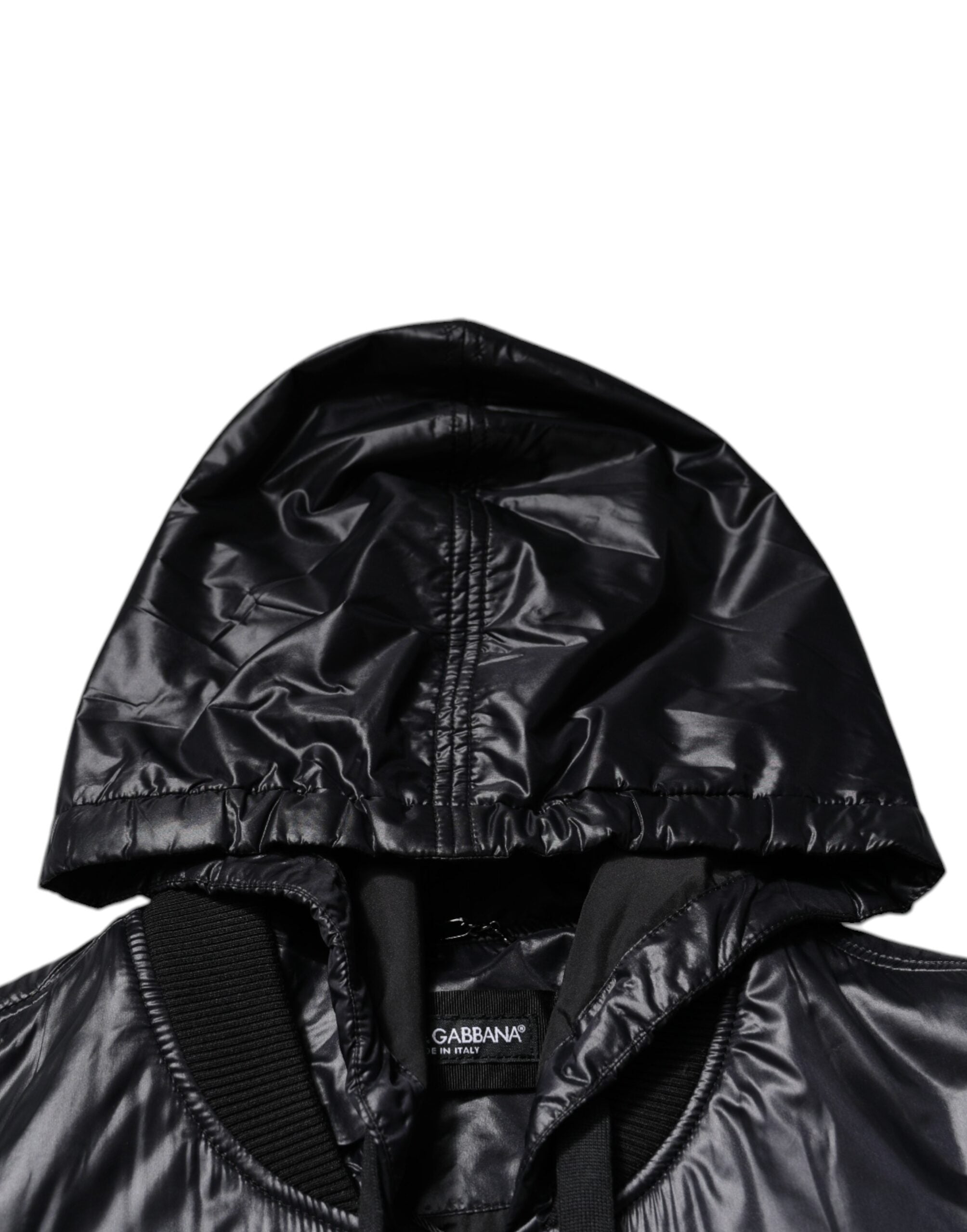 Dolce & Gabbana Black Nylon Hooded Full Zip Blouson Men's Jacket