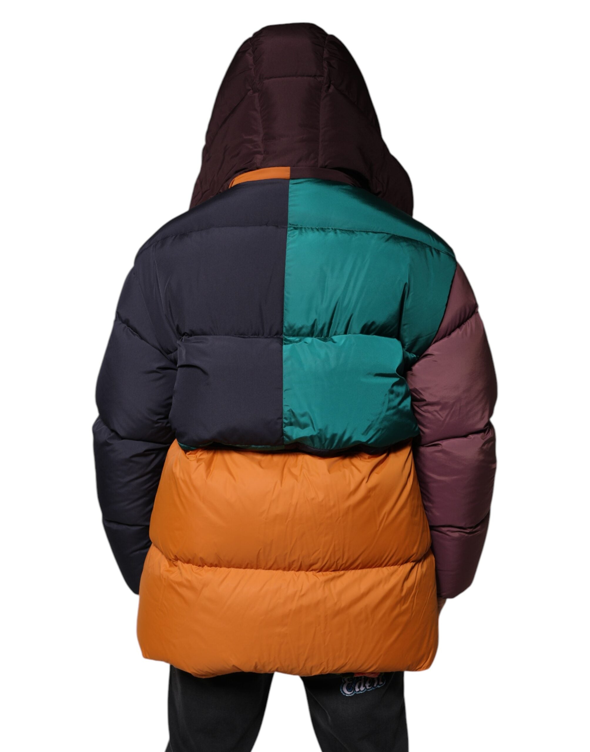 Dolce & Gabbana Multicolor Quilted Hooded Puffer Men's Jacket (Pre-Owned)