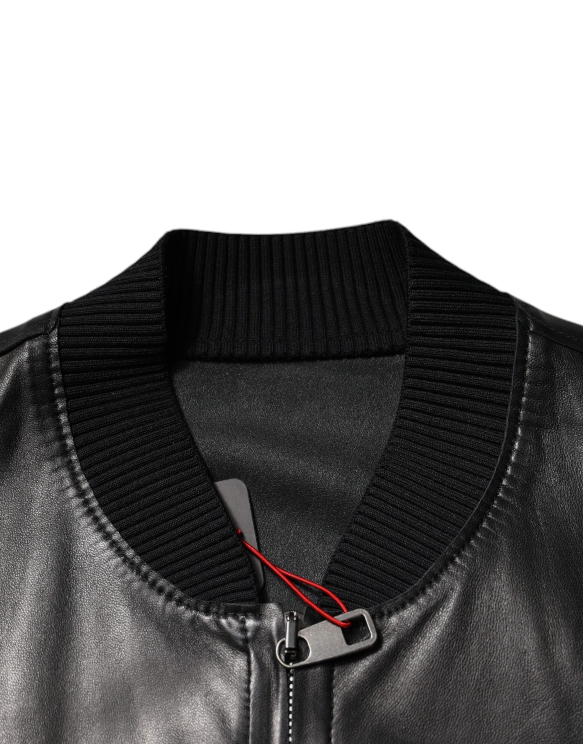 Dolce & Gabbana Black Lambskin Full Zip Biker Blouson Men's Jacket