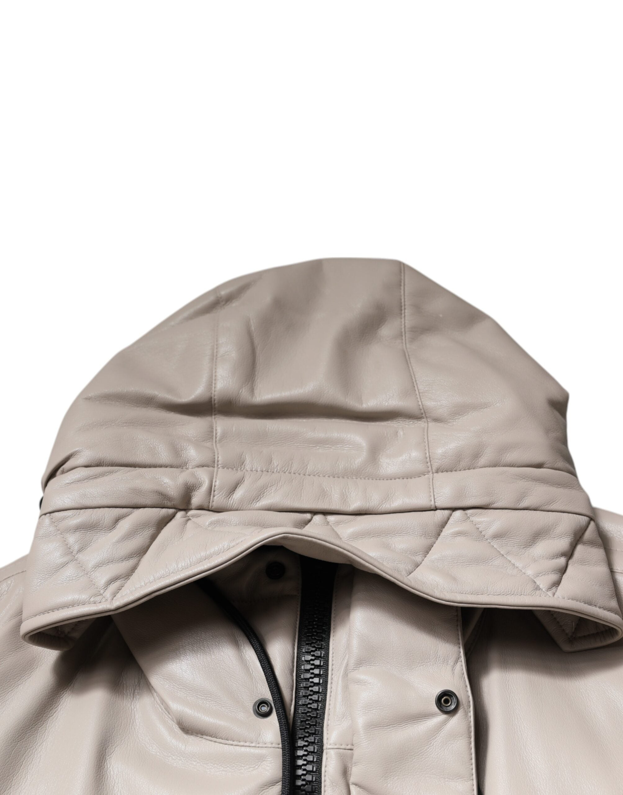 MSGM Beige Full Zip Hooded Long Sleeves Casual Coat Men's Jacket (Pre-Owned)