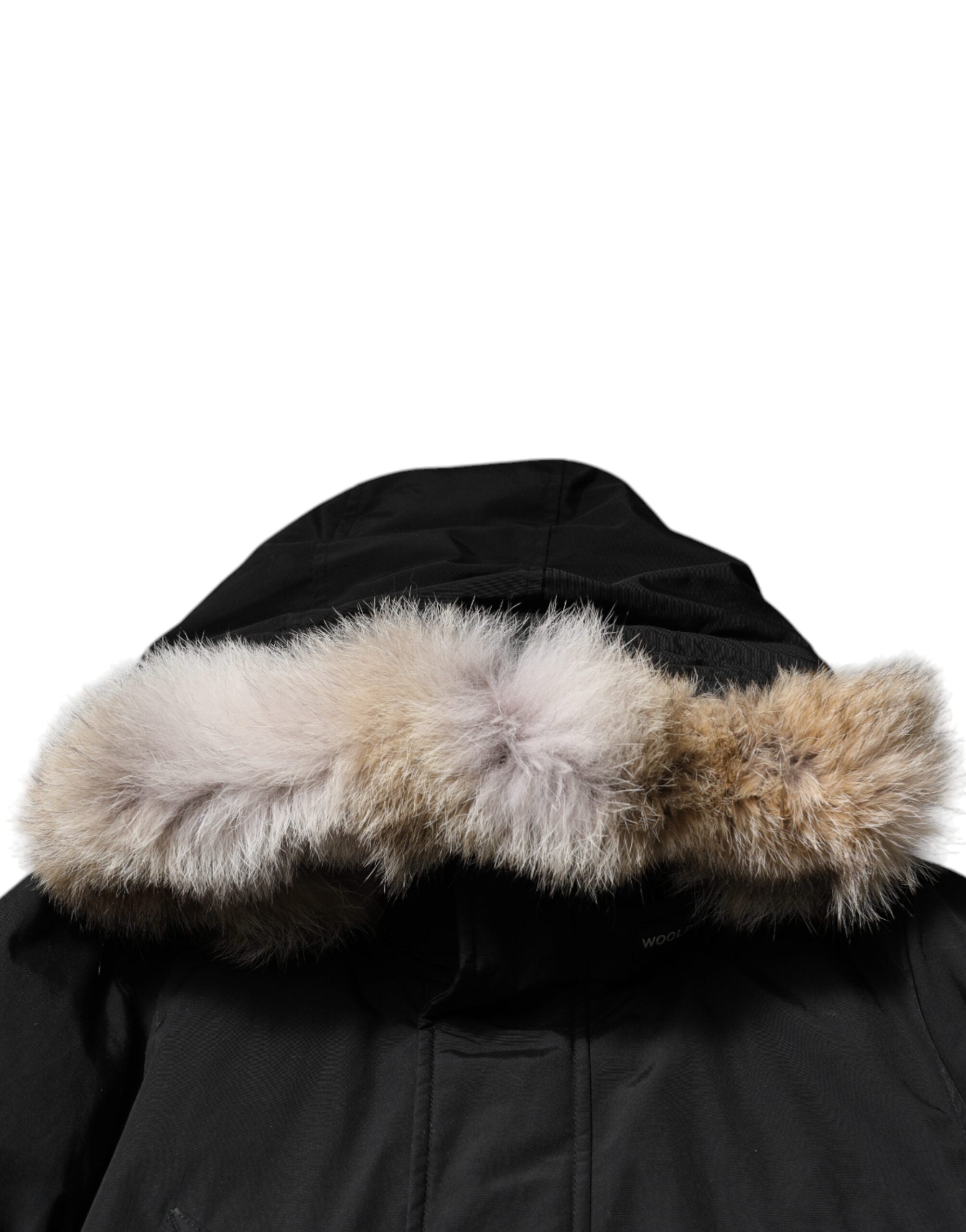 Woolrich Black Hooded Long Sleeves Fur Shearling Coat Men's Jacket (Pre-Owned)