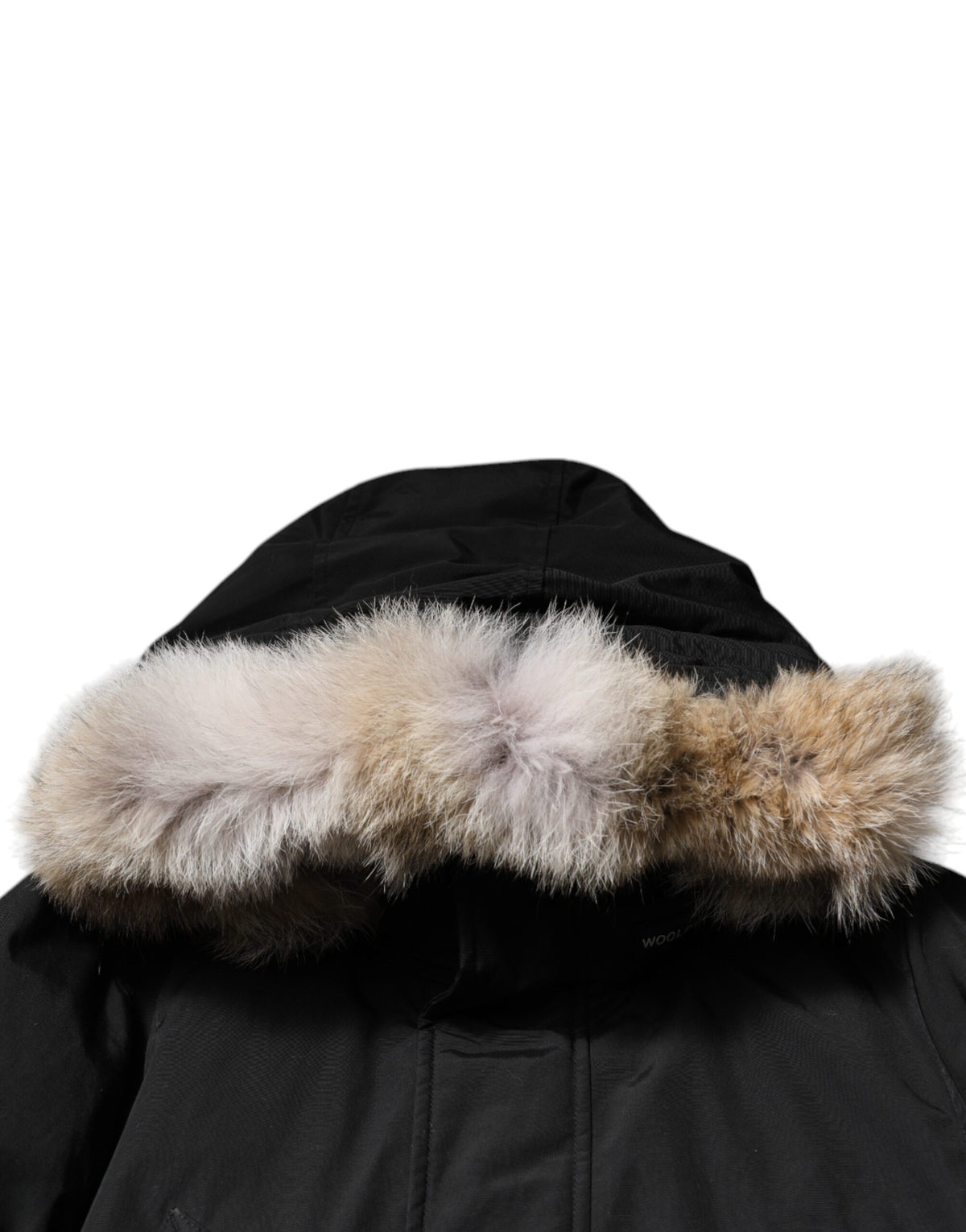 Woolrich Black Hooded Long Sleeves Fur Shearling Coat Men's Jacket (Pre-Owned)