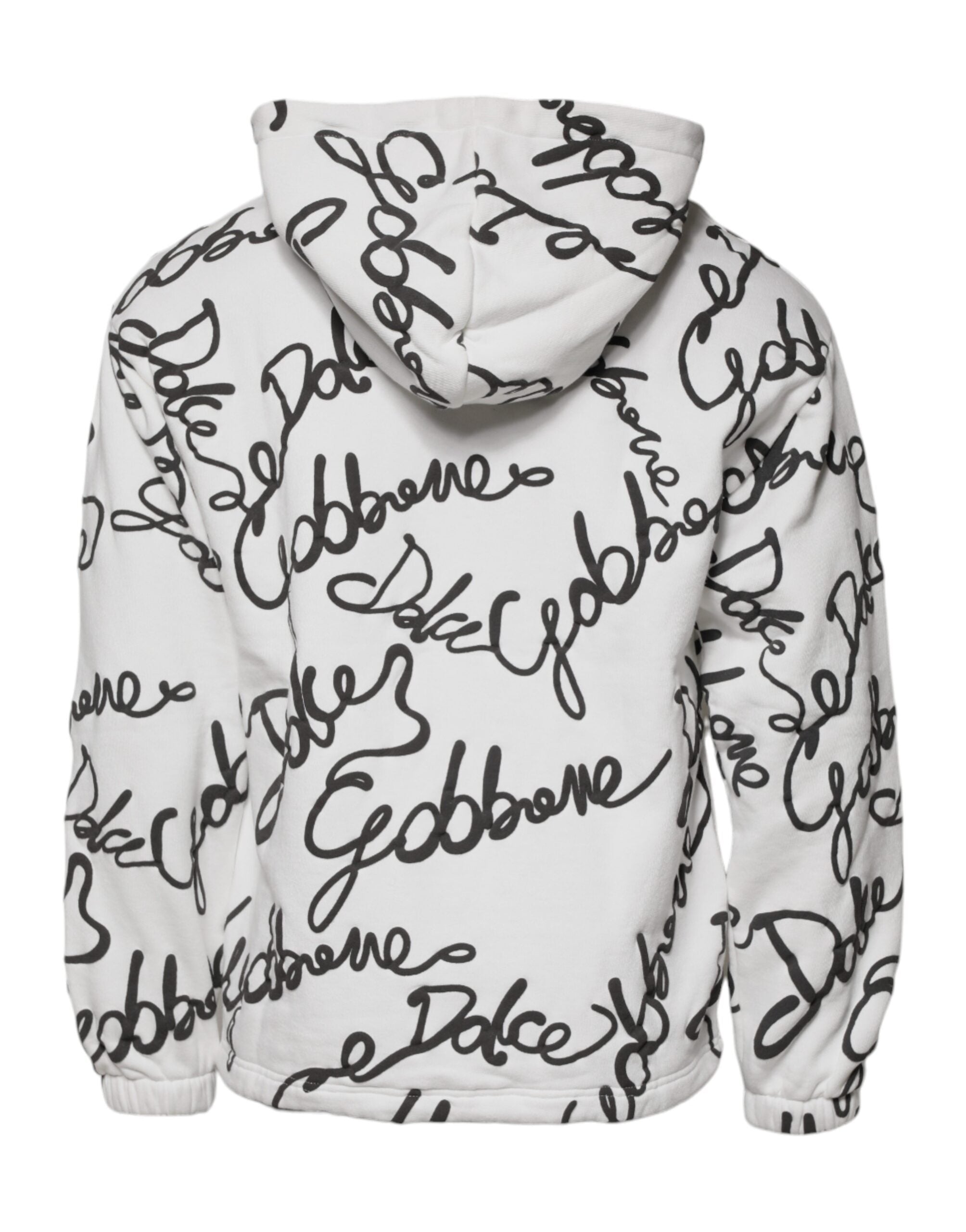 Dolce & Gabbana White Logo Cotton Hooded Sweatshirt Men's Sweater