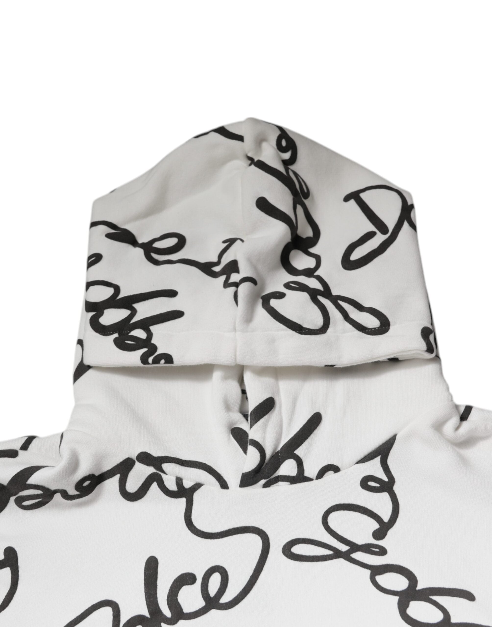 Dolce & Gabbana White Logo Cotton Hooded Sweatshirt Men's Sweater