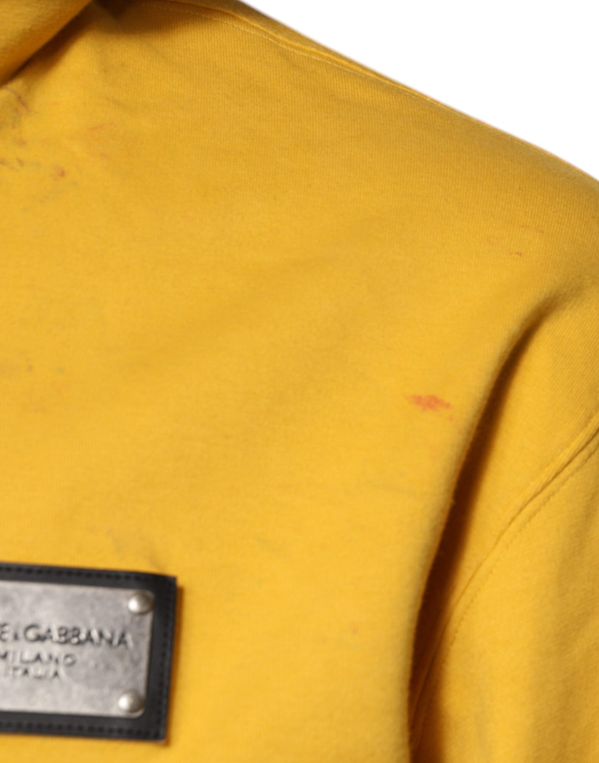 Dolce & Gabbana Yellow Logo Full Zip Hooded Sweatshirt Men's Sweater (Pre-Owned)