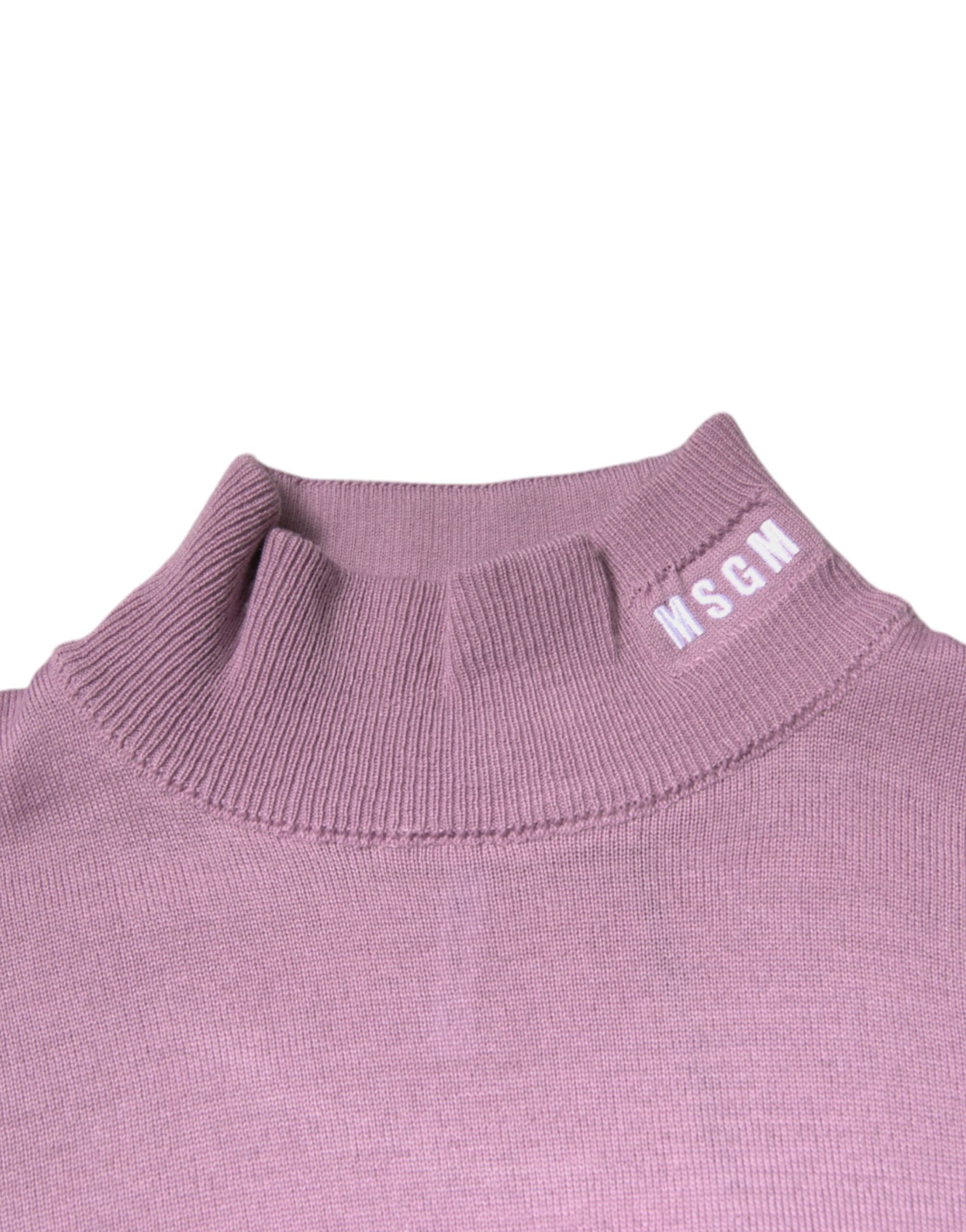 MSGM Purple Wool Knit Turtle Neck Long Sleeve Pullover Men's Sweater (Pre-Owned)