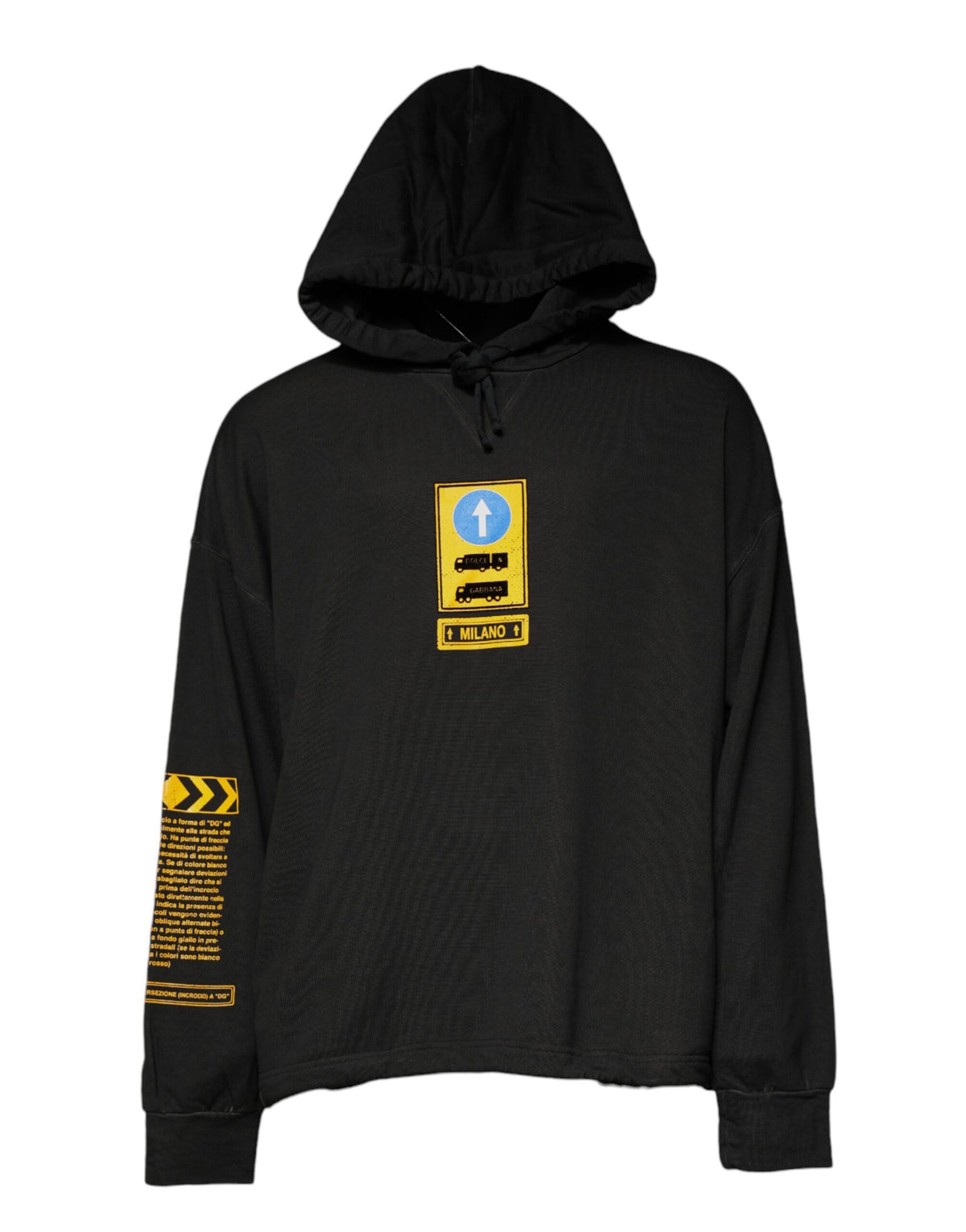 Dolce & Gabbana Black Cotton Hooded DG Shield Pullover Men's Sweater