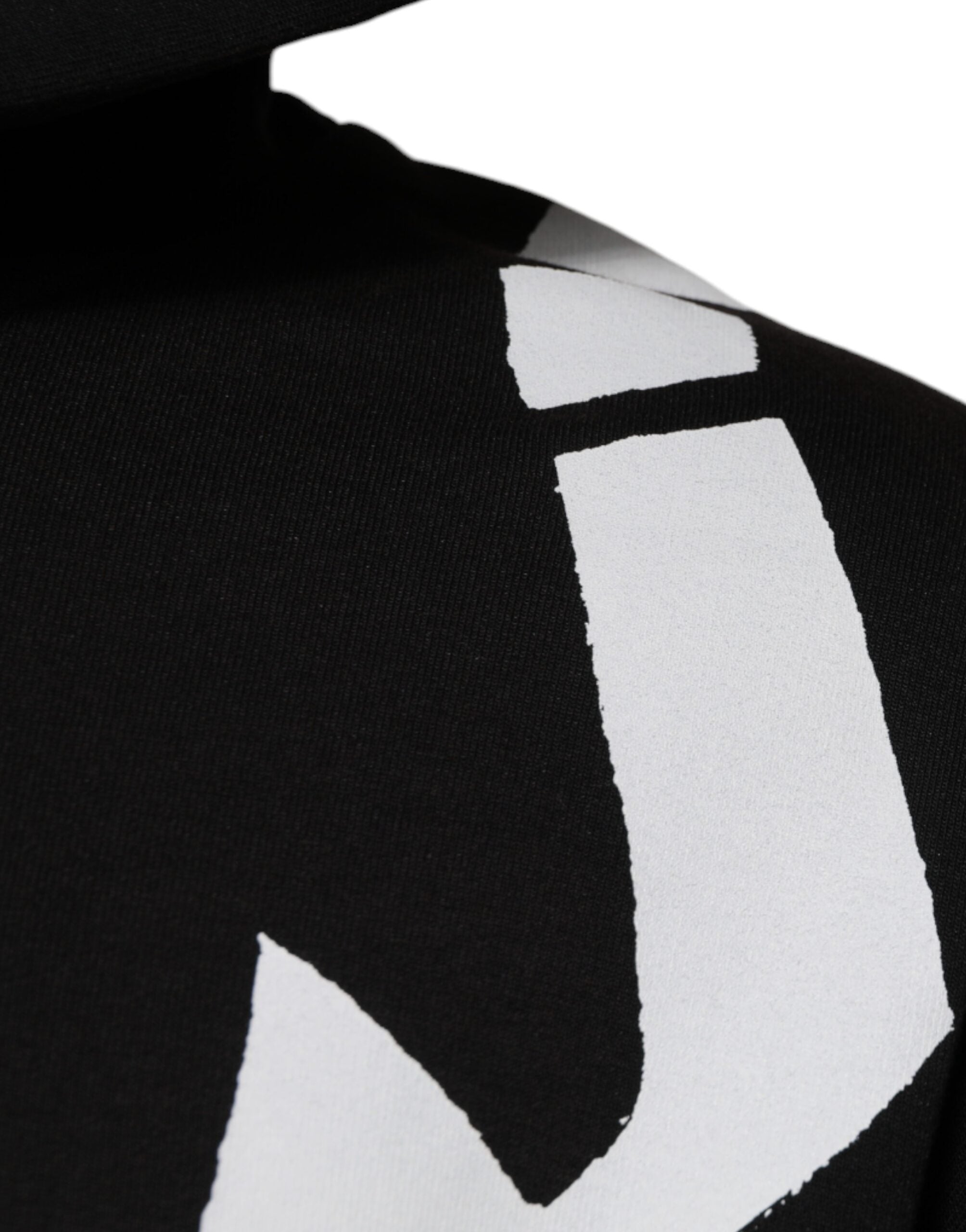 Dolce & Gabbana Black White Logo Hooded Sweatshirt Men's Sweater