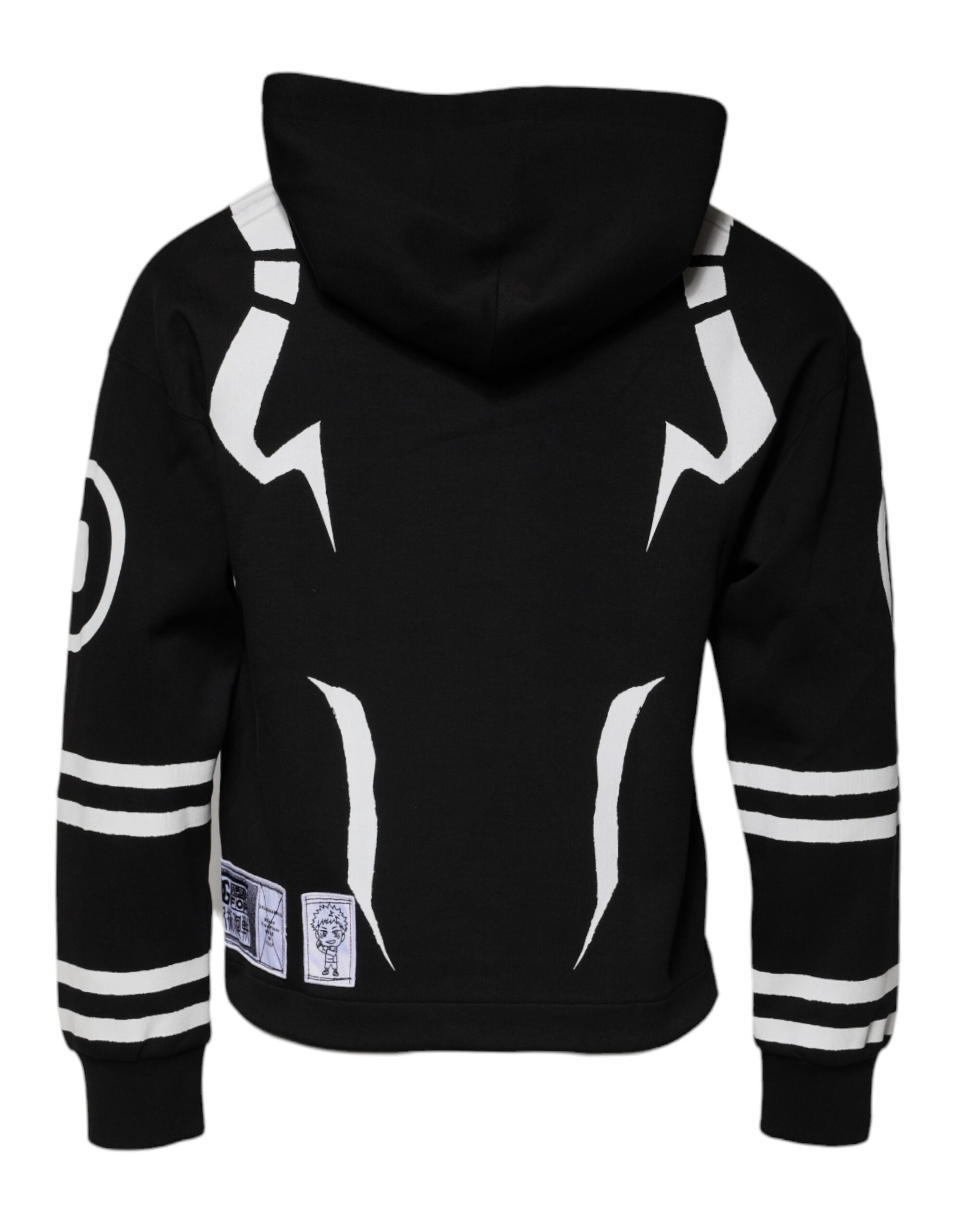 Dolce & Gabbana Black White Logo Hooded Sweatshirt Men's Sweater