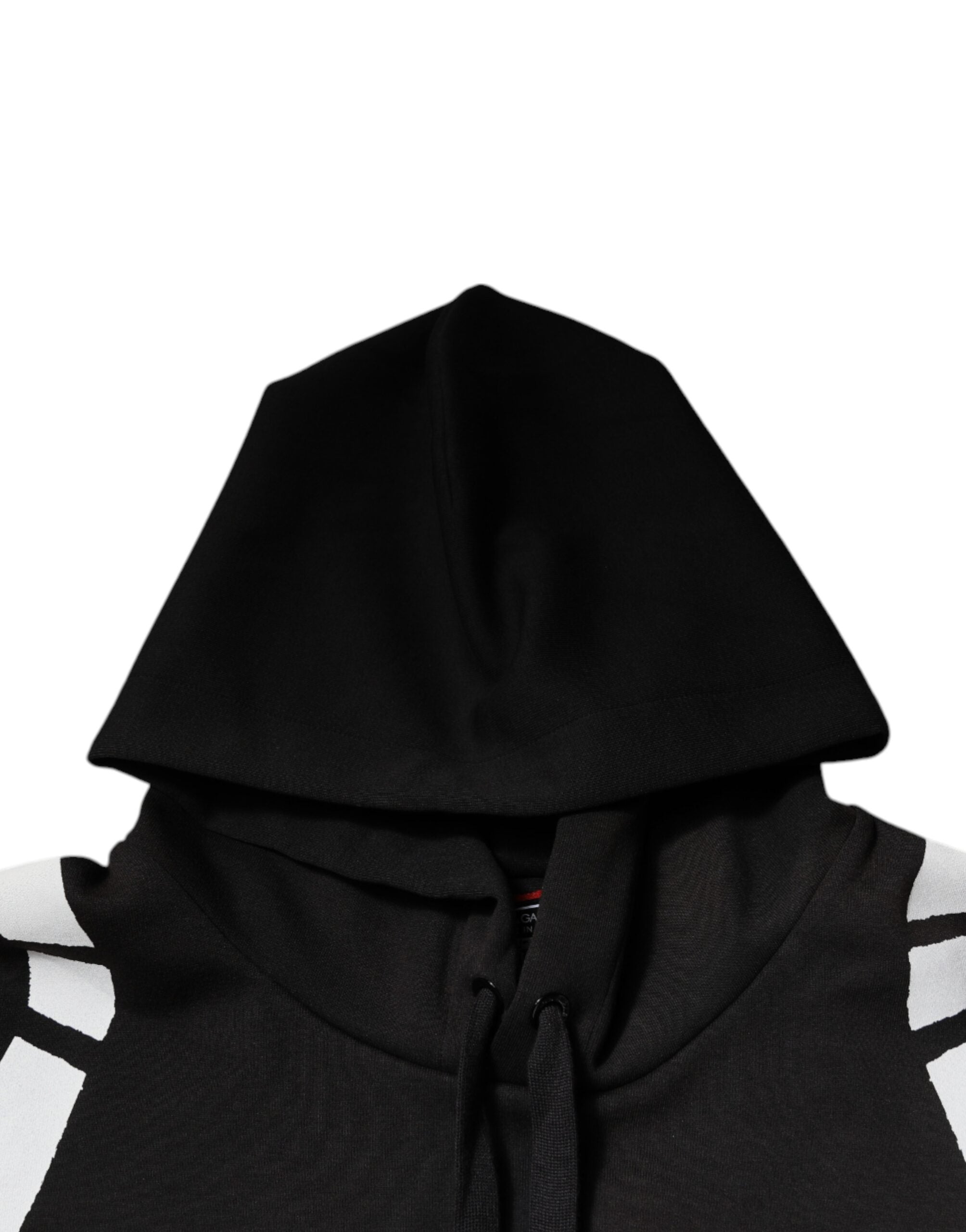 Dolce & Gabbana Black White Logo Hooded Sweatshirt Men's Sweater