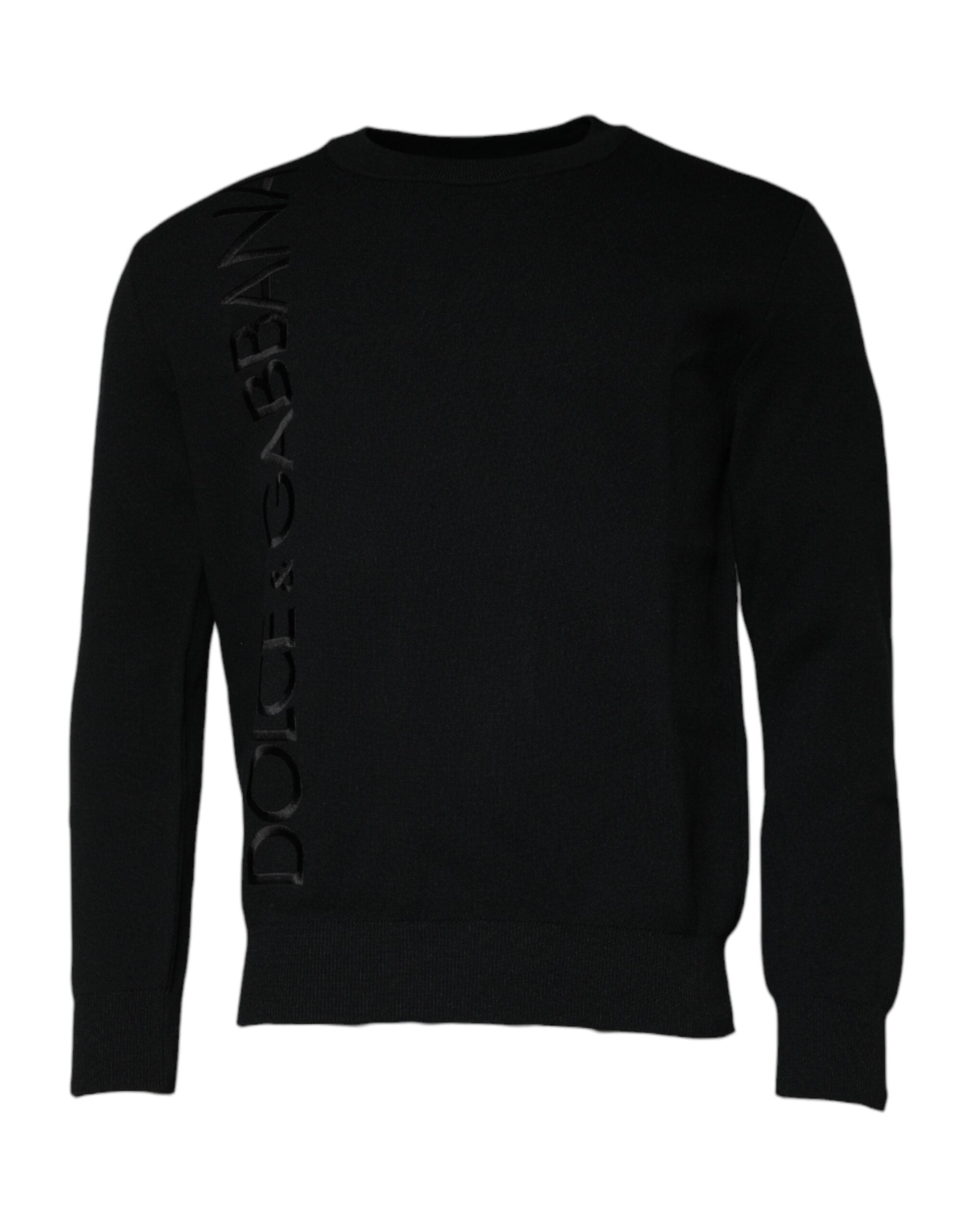 Dolce & Gabbana Black Nylon Logo Crew Neck Pullover Men's Sweater (Pre-Owned)