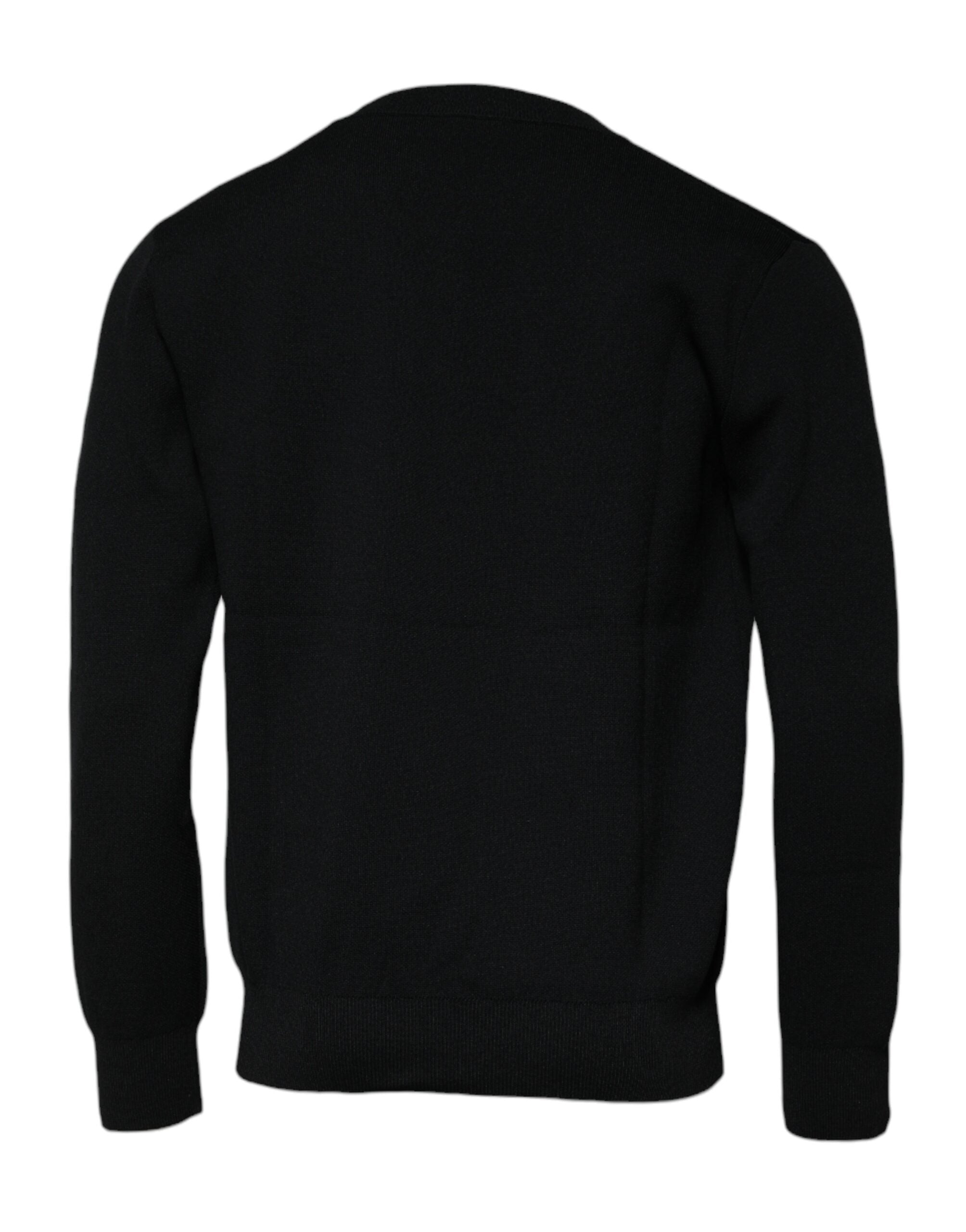 Dolce & Gabbana Black Nylon Logo Crew Neck Pullover Men's Sweater (Pre-Owned)