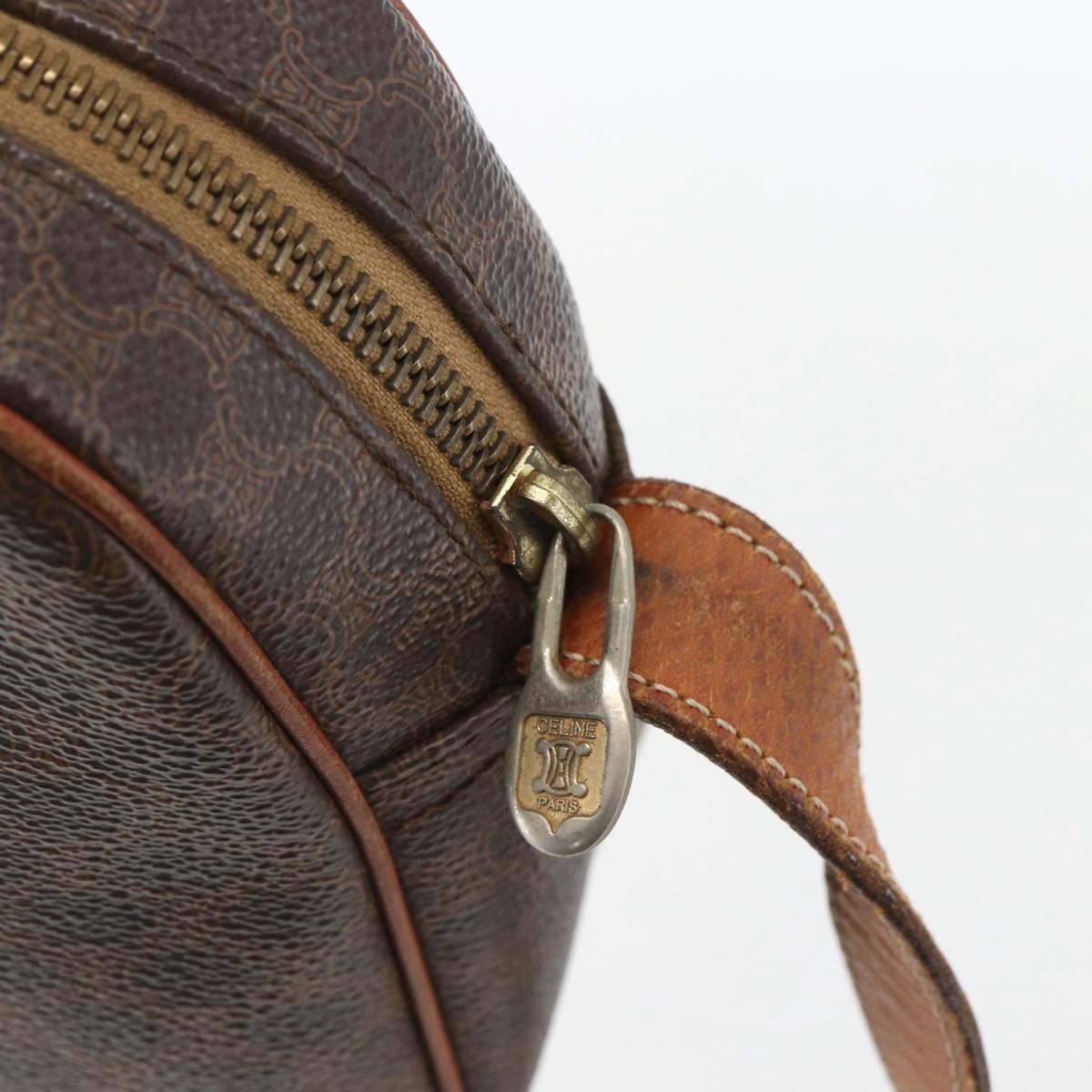 Celine Vintage Macadam Canvas And Leather Brown Canvas Shoulder Bag Bag (Pre-Owned)