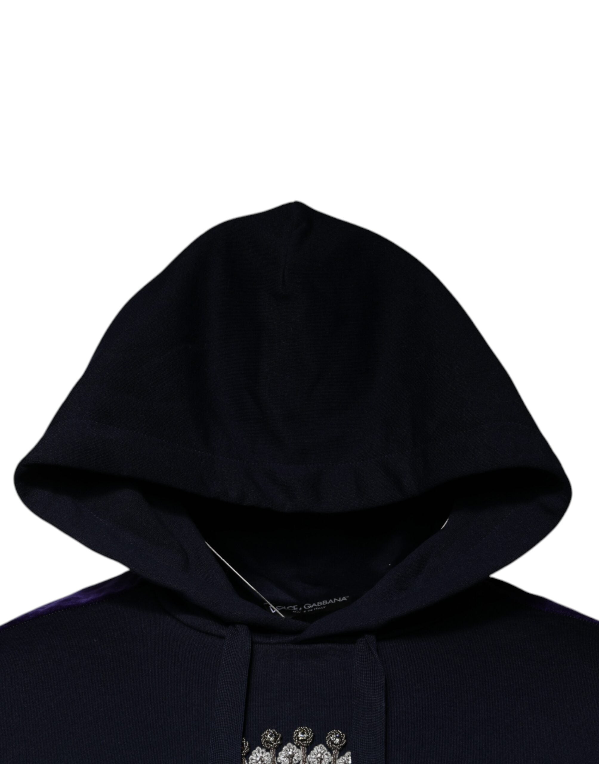 Dolce & Gabbana Blue Crown Cotton Hooded Sweatshirt Men's Sweater (Pre-Owned)