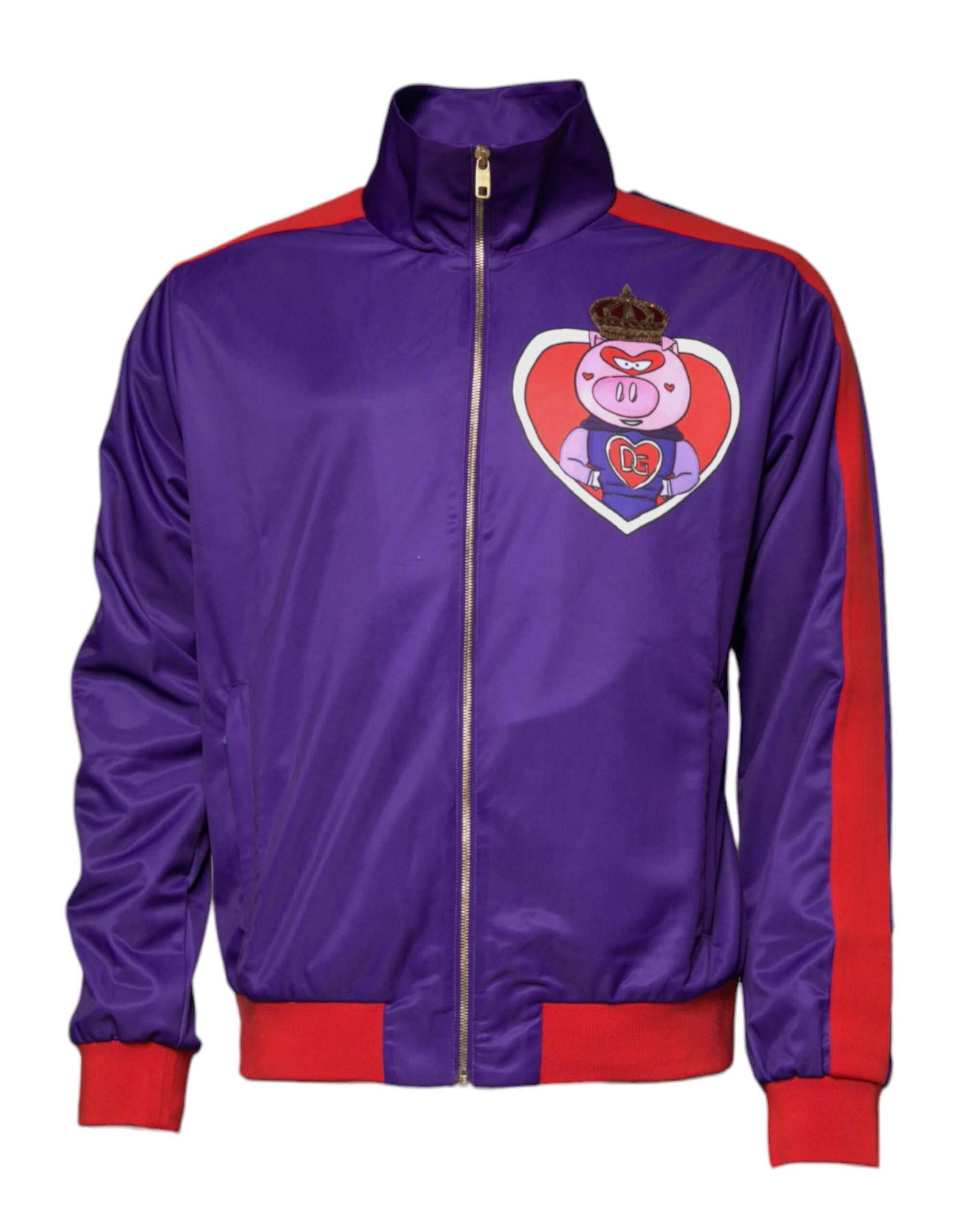 Dolce & Gabbana Purple Year Of The Pig Full Zip Bomber Men's Sweater