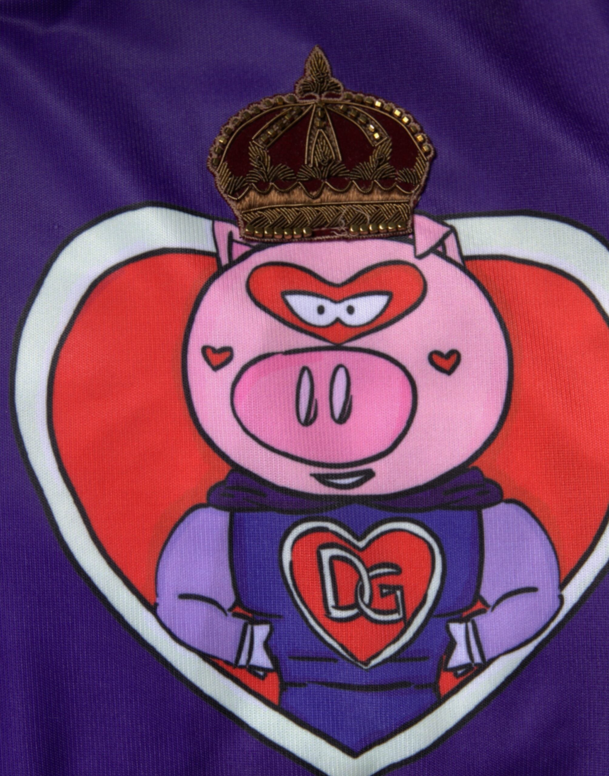 Dolce & Gabbana Purple Year Of The Pig Full Zip Bomber Men's Sweater