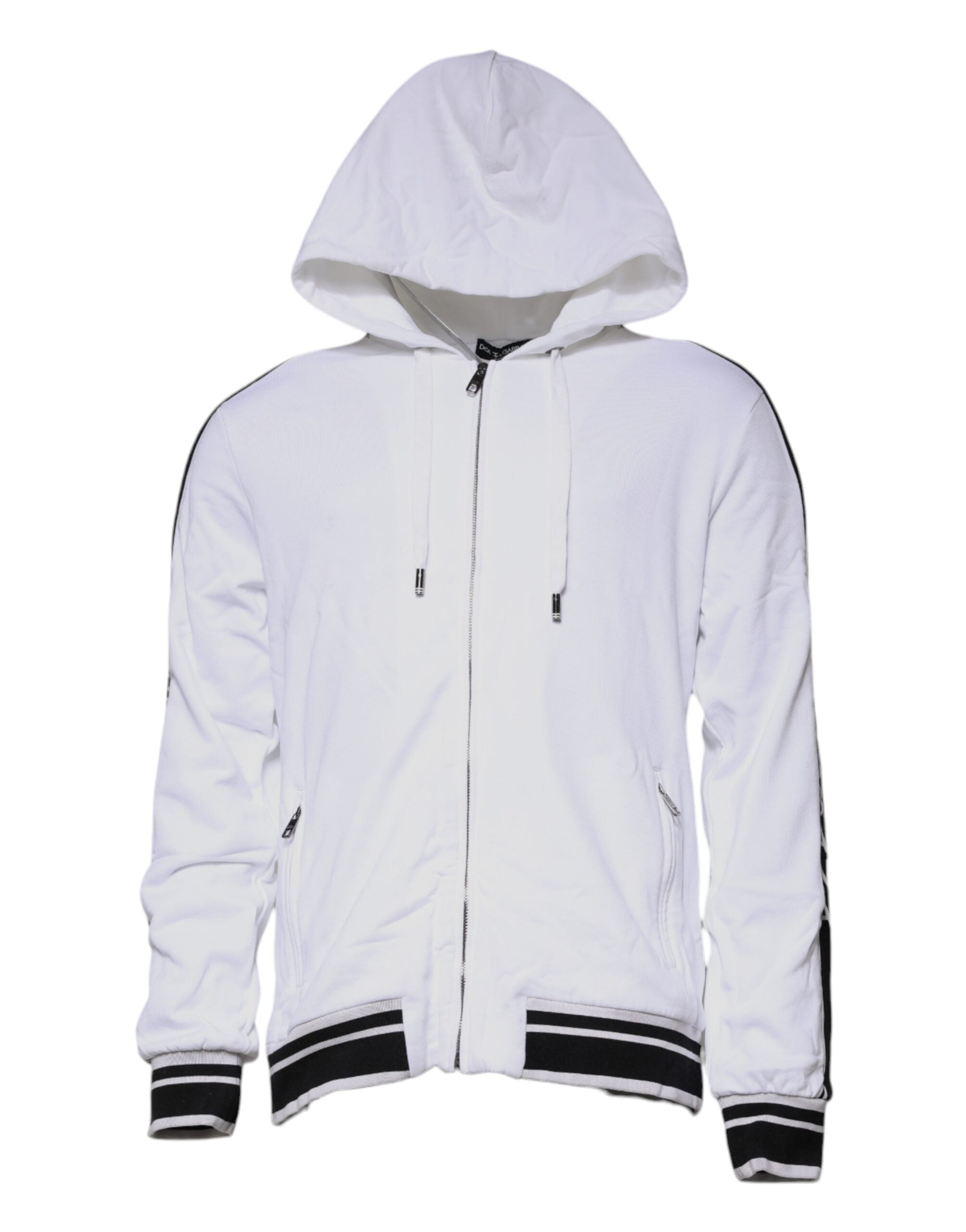 Dolce & Gabbana White Full Zip Hooded Sweatshirt Men's Sweater (Pre-Owned)
