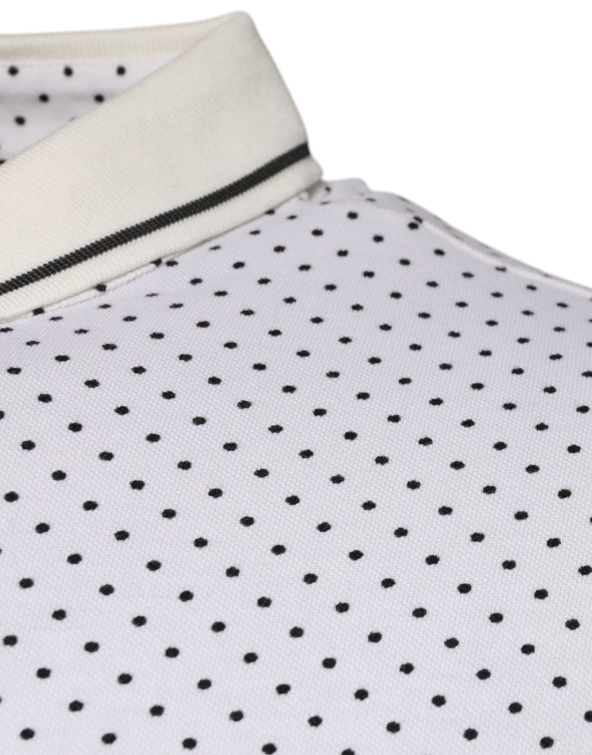 Dolce & Gabbana White Polka Dot Cotton Collared Polo Men's T-shirt