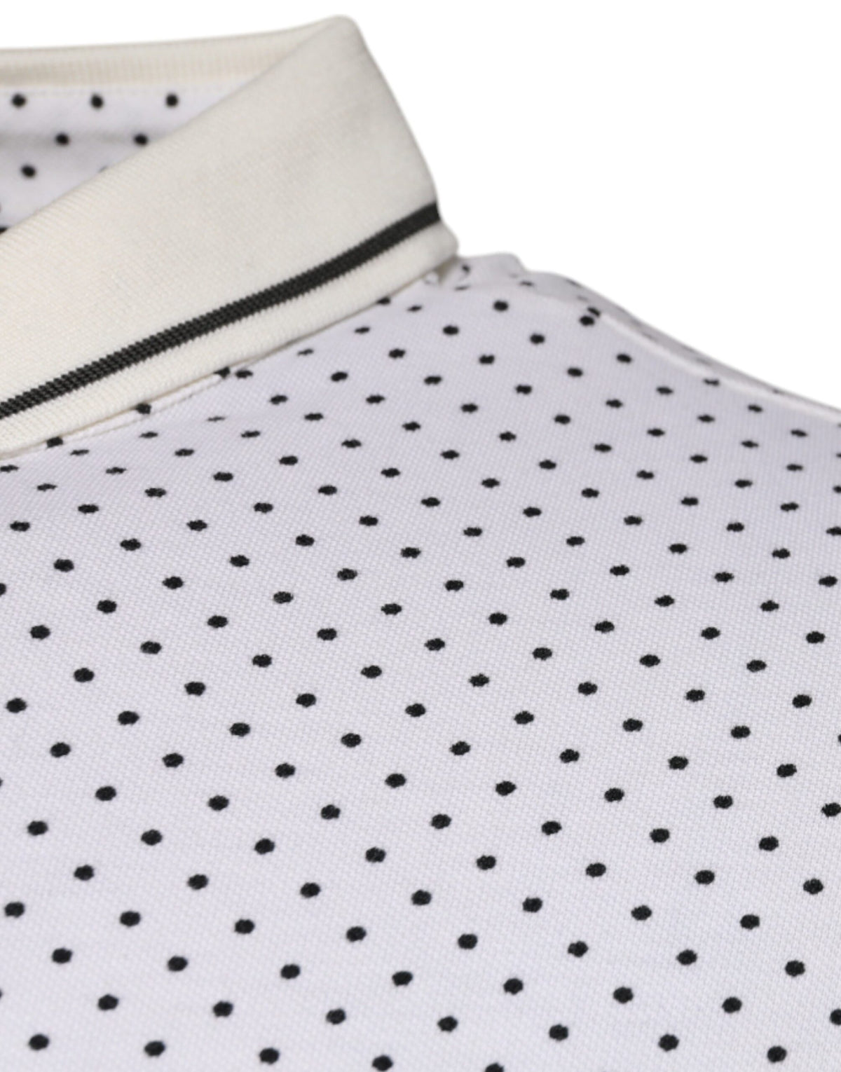 Dolce & Gabbana White Polka Dot Cotton Collared Polo Men's T-shirt
