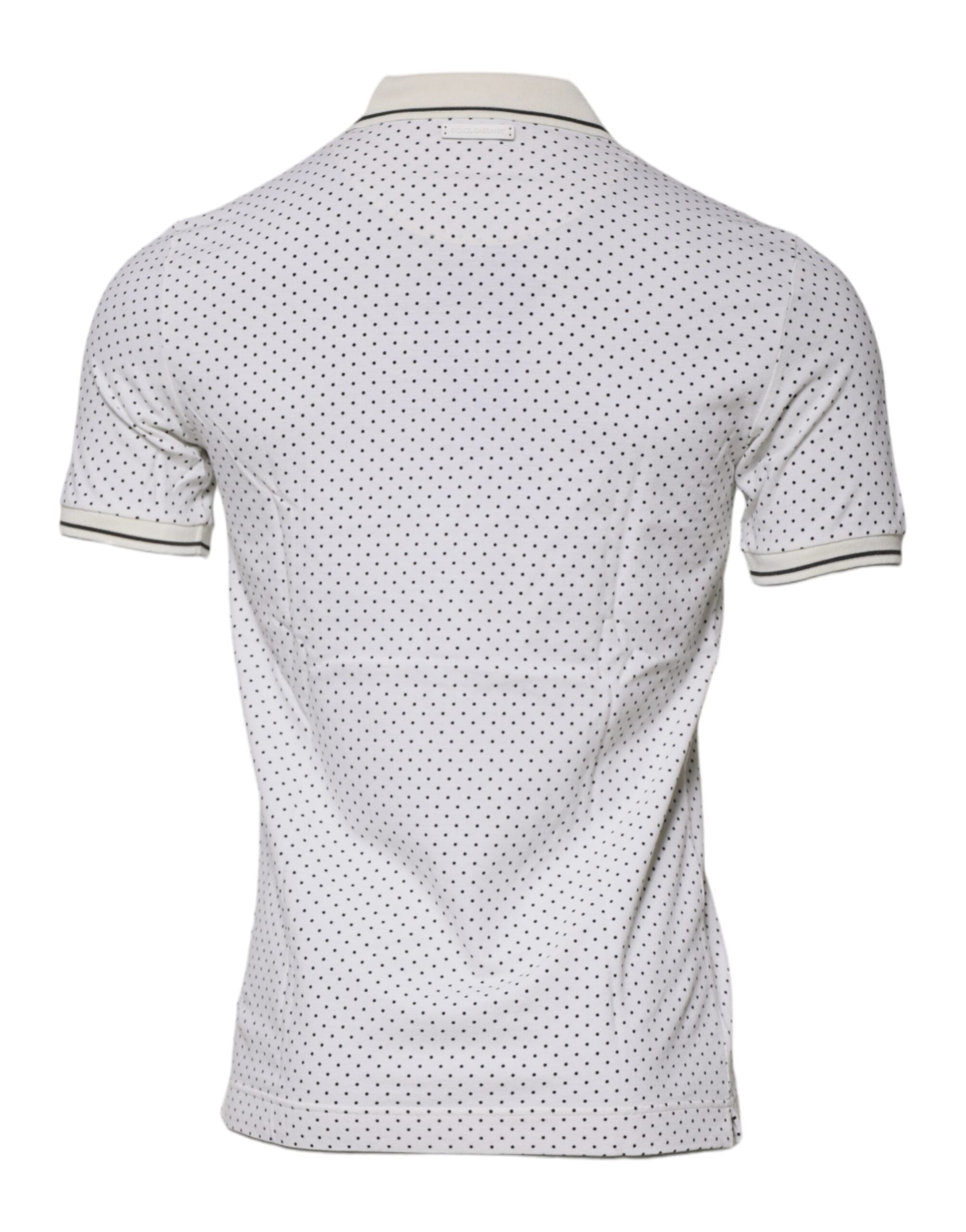Dolce & Gabbana White Polka Dot Cotton Collared Polo Men's T-shirt