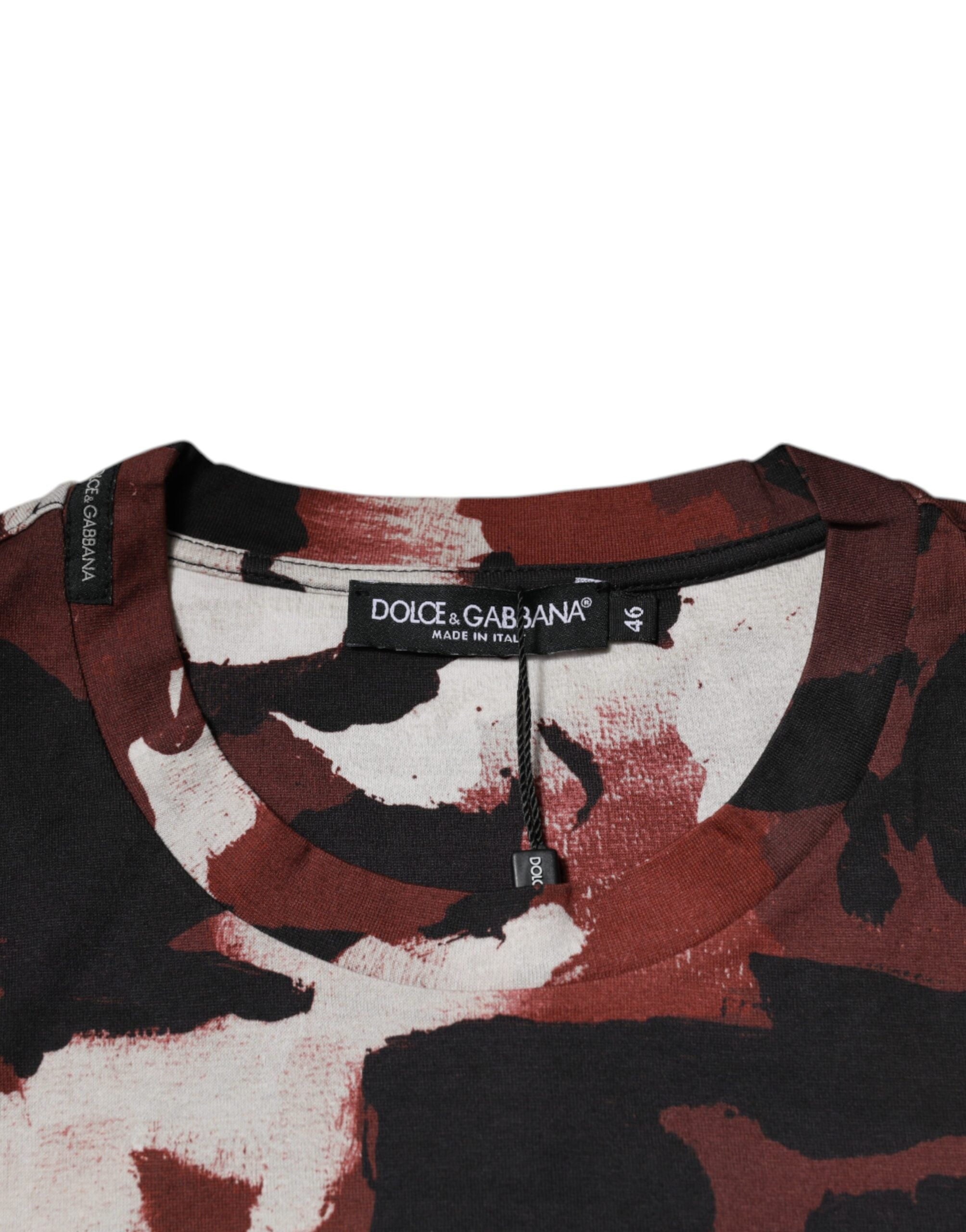 Dolce & Gabbana Multicolor Camouflage Crew Neck Men's T-shirt