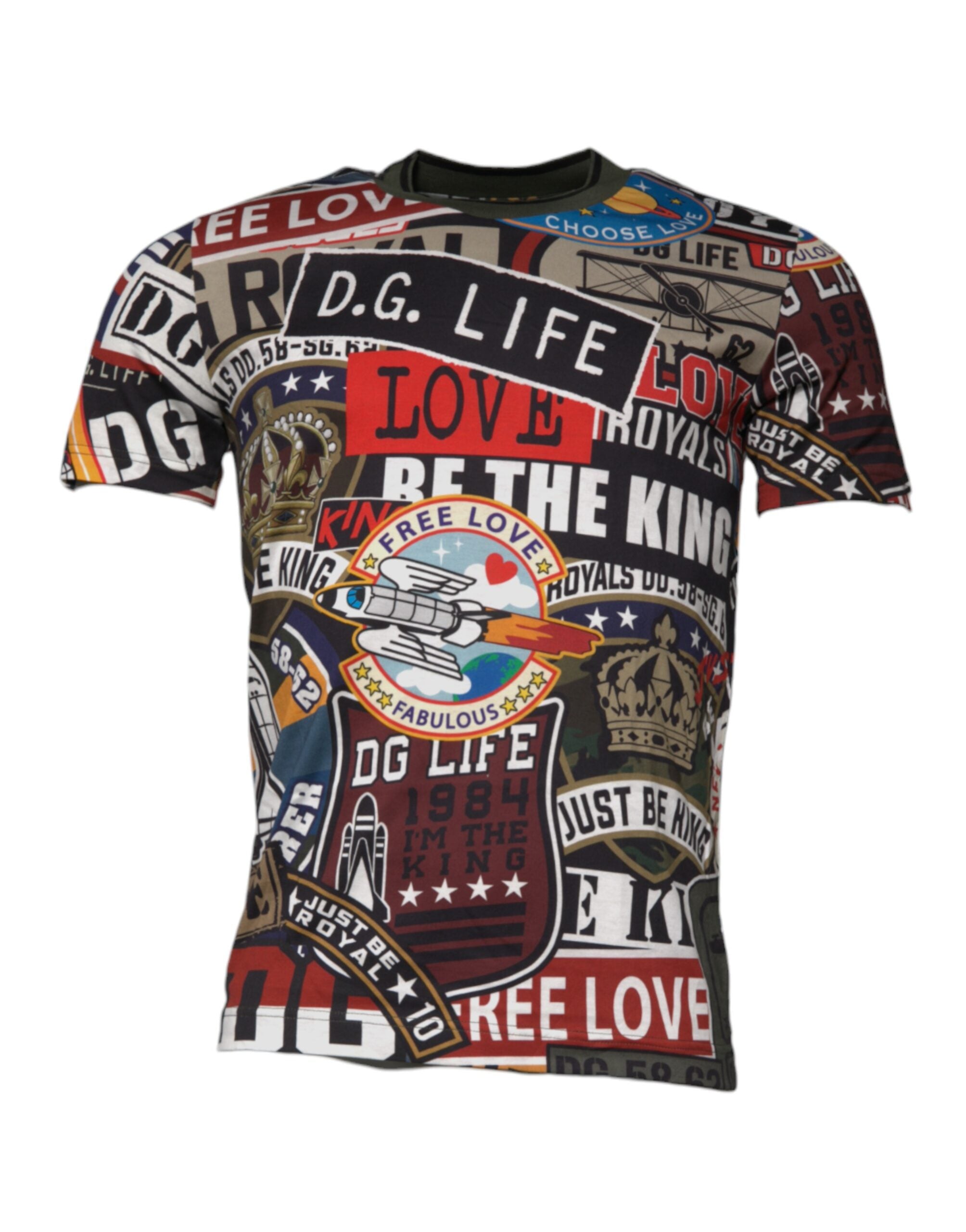 Dolce & Gabbana Multicolor Graphic Print Cotton Crew Neck Men's T-shirt