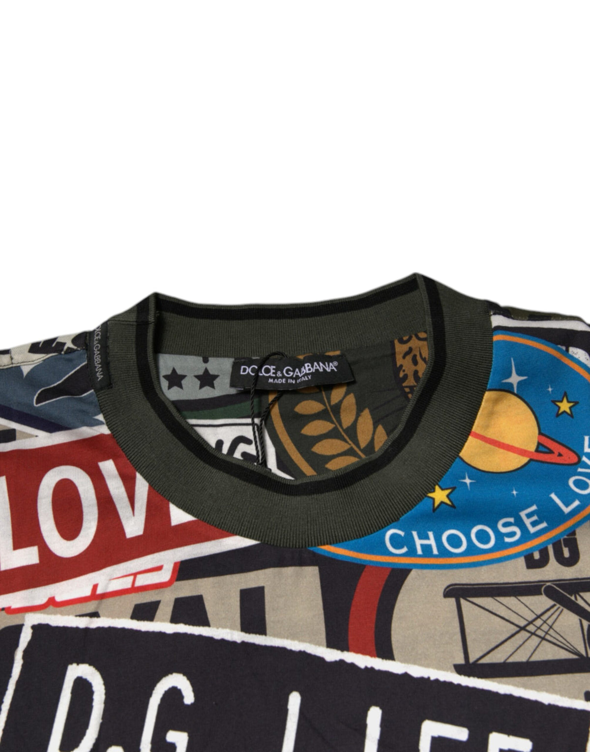 Dolce & Gabbana Multicolor Graphic Print Cotton Crew Neck Men's T-shirt