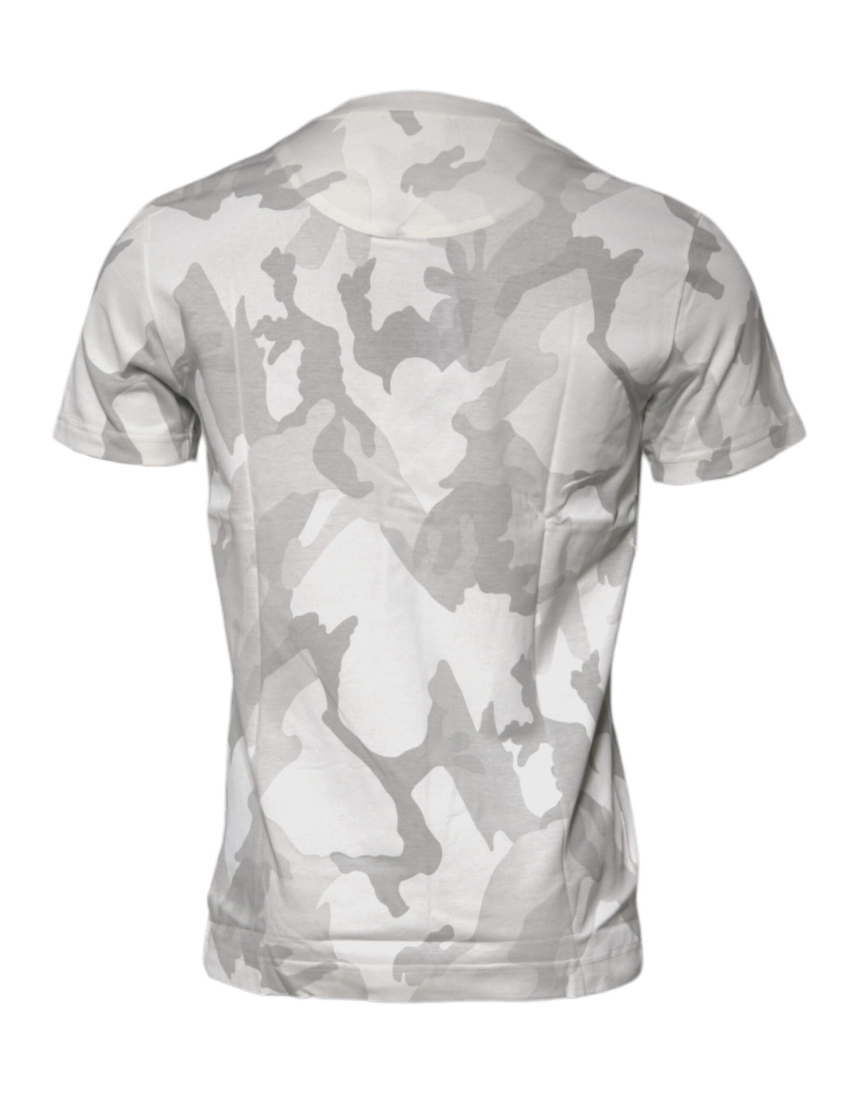 Dolce & Gabbana White Gray Camouflage Cotton Crew Neck Men's T-shirt