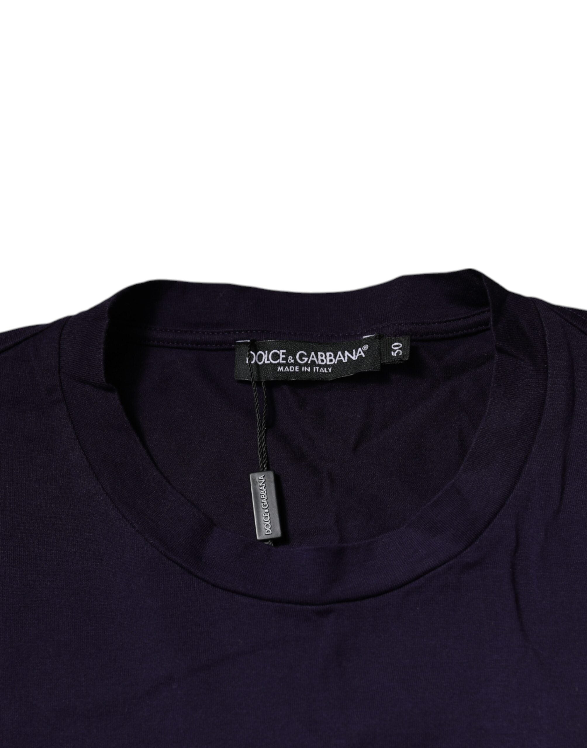 Dolce & Gabbana Purple DG Logo Cotton Crew Neck Men's T-shirt