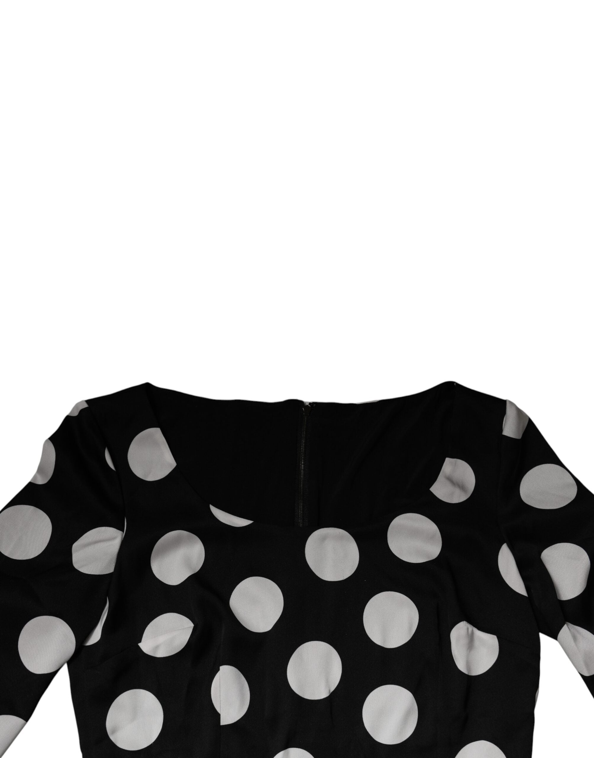 Dolce & Gabbana Black White Silk Polka Dots Sheath Midi Women's Dress (Pre-Owned)