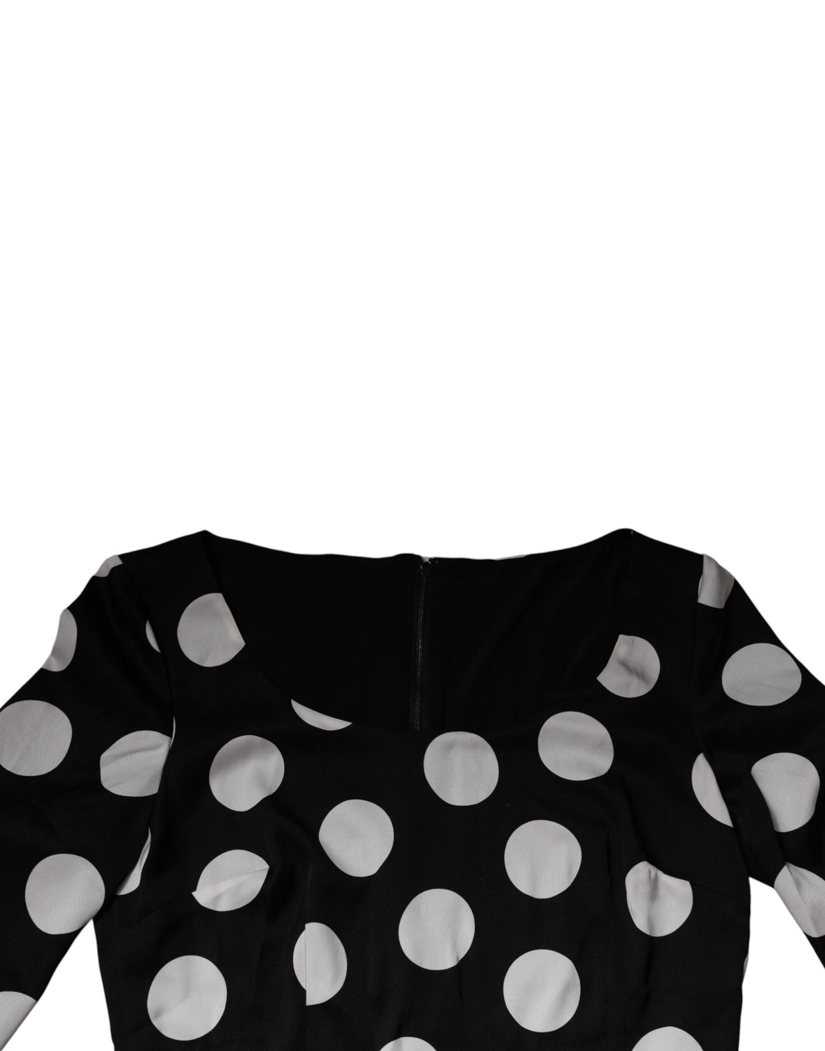 Dolce & Gabbana Black White Silk Polka Dots Sheath Midi Women's Dress (Pre-Owned)