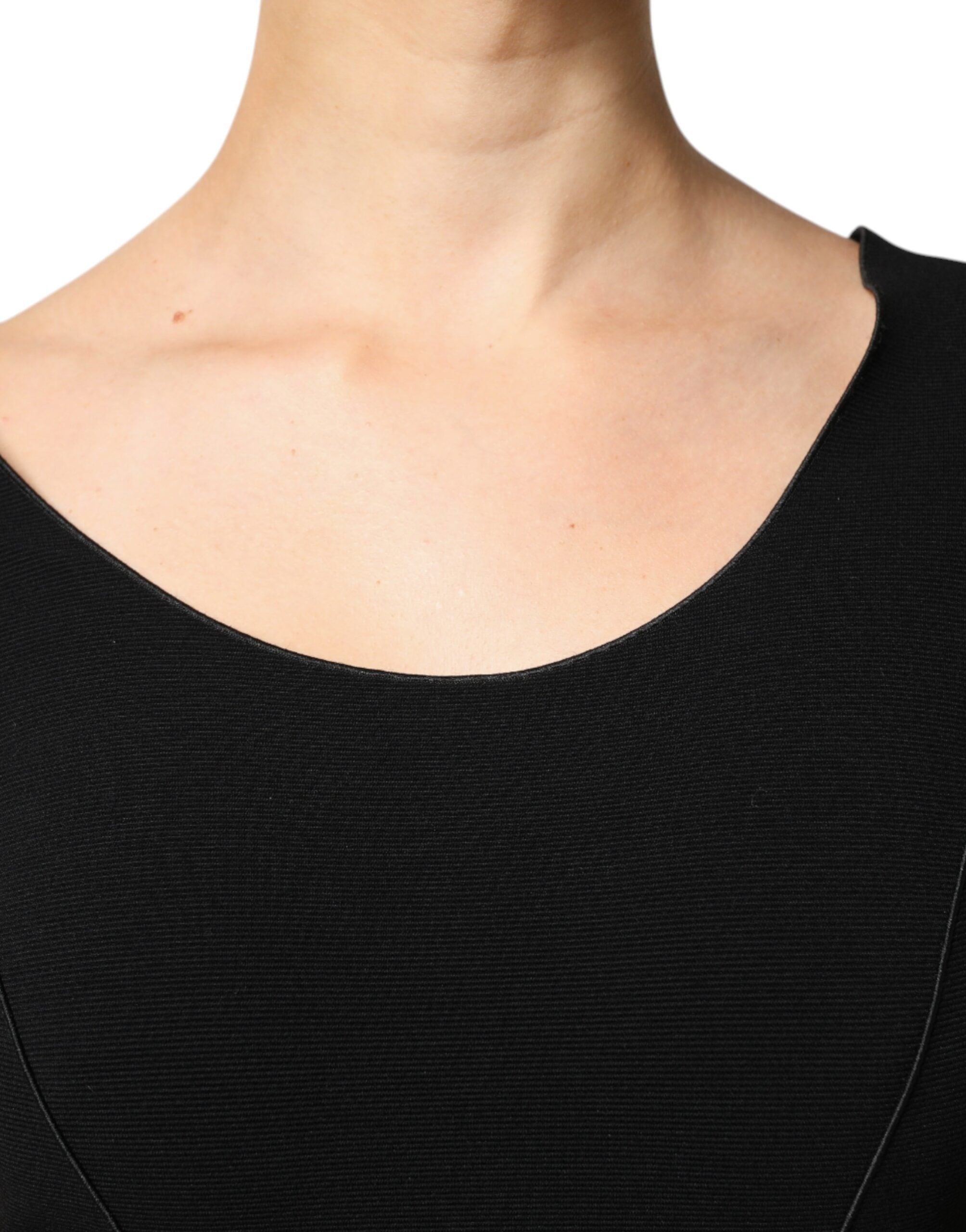 Emporio Armani Black Viscose Short Sleeves Sheath Midi Women's Dress