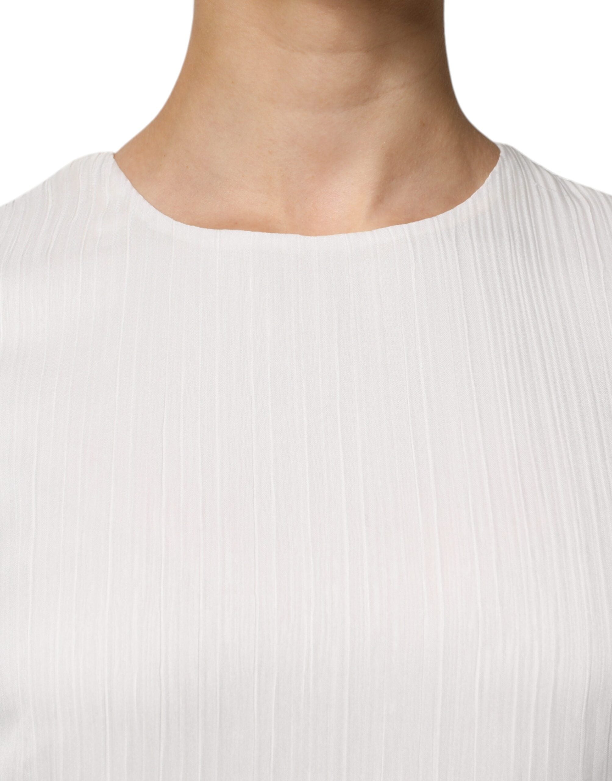 Peserico White Sleeveless Round Neck Shift Long Maxi Women's Dress