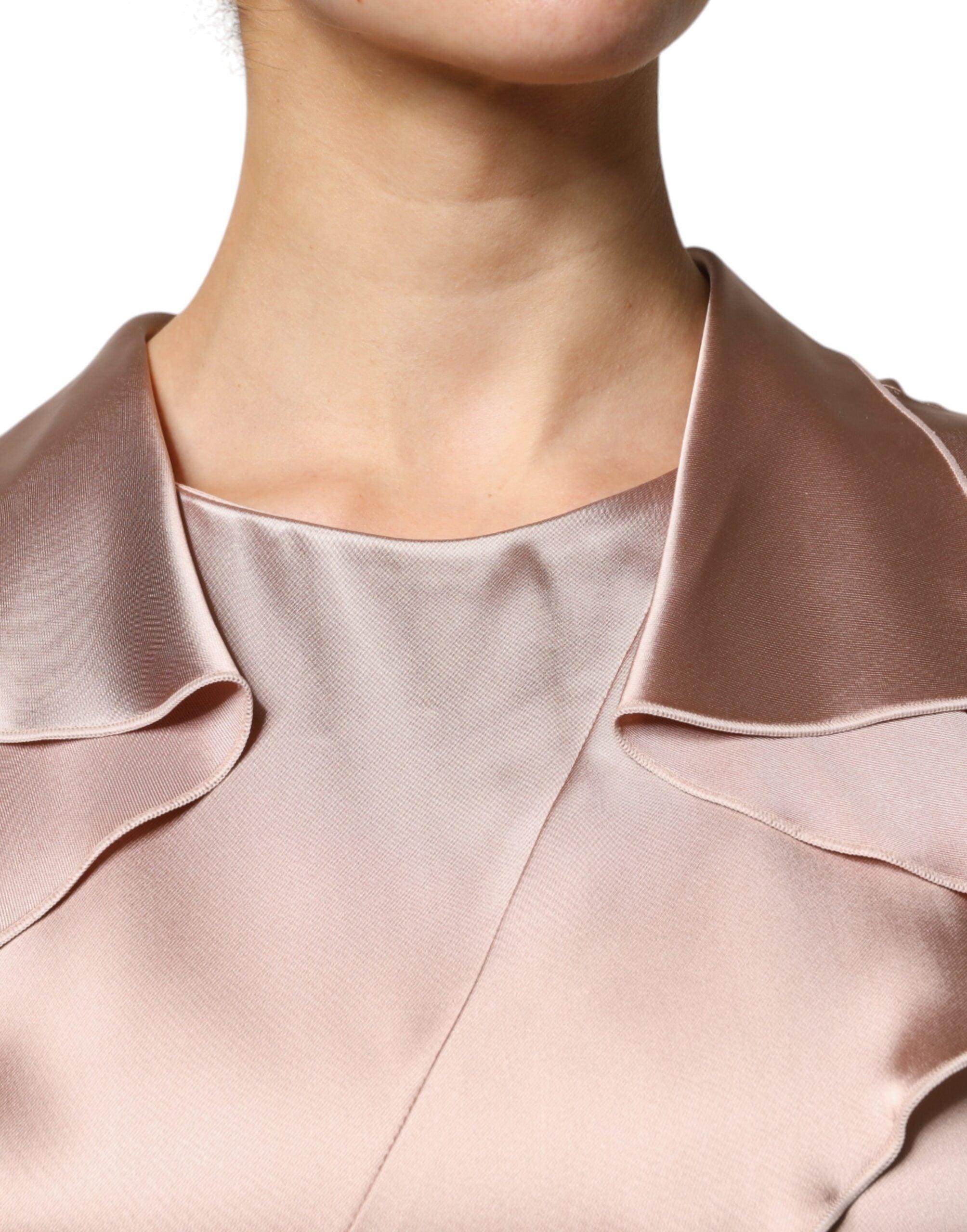 Emporio Armani Pink Satin Long Sleeves Sheath Wrap Mini Women's Dress (Pre-Owned)