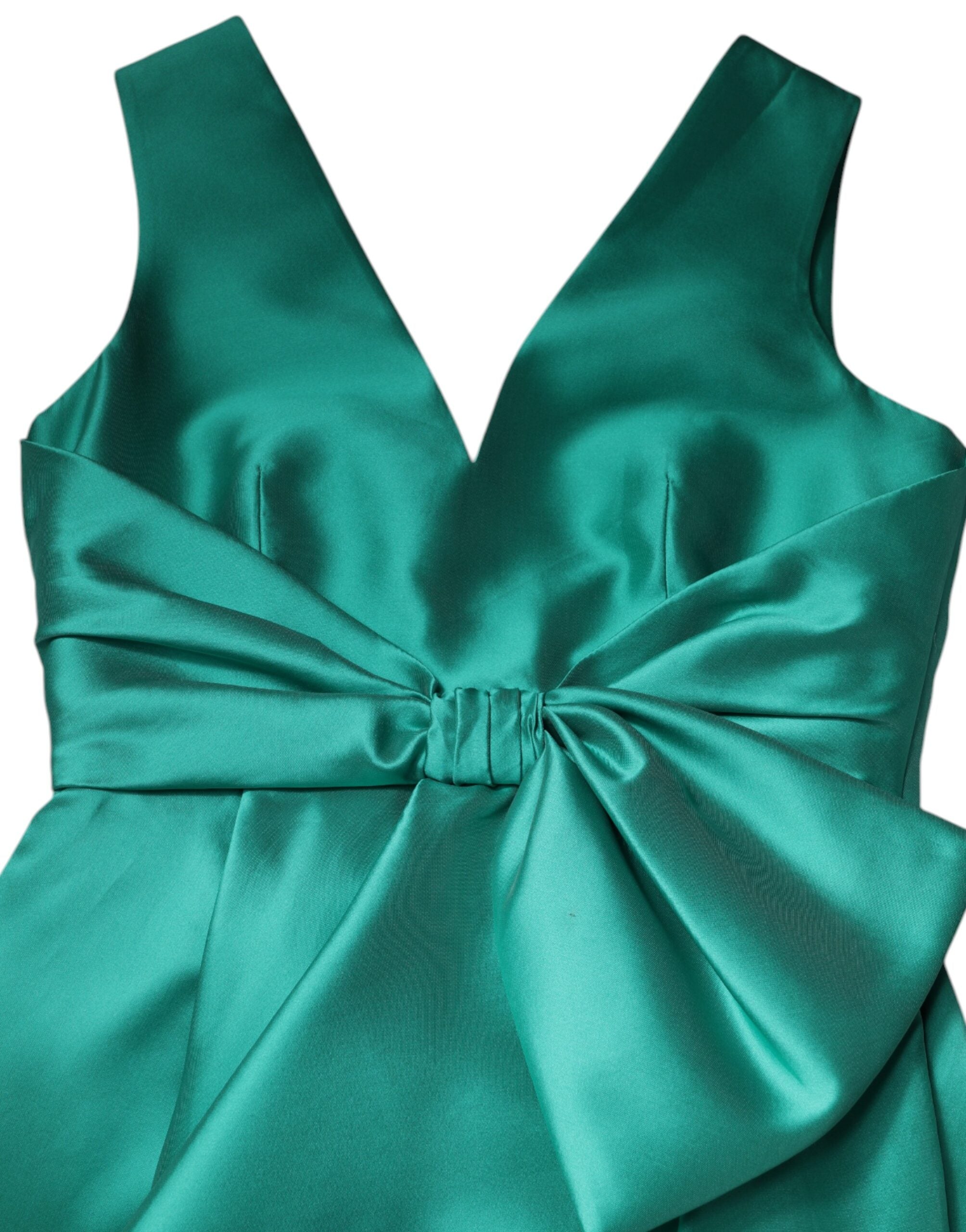 Alberta Ferretti Green Satin Polyester Sleeveless V-neck Layered Women's Dress (Pre-Owned)