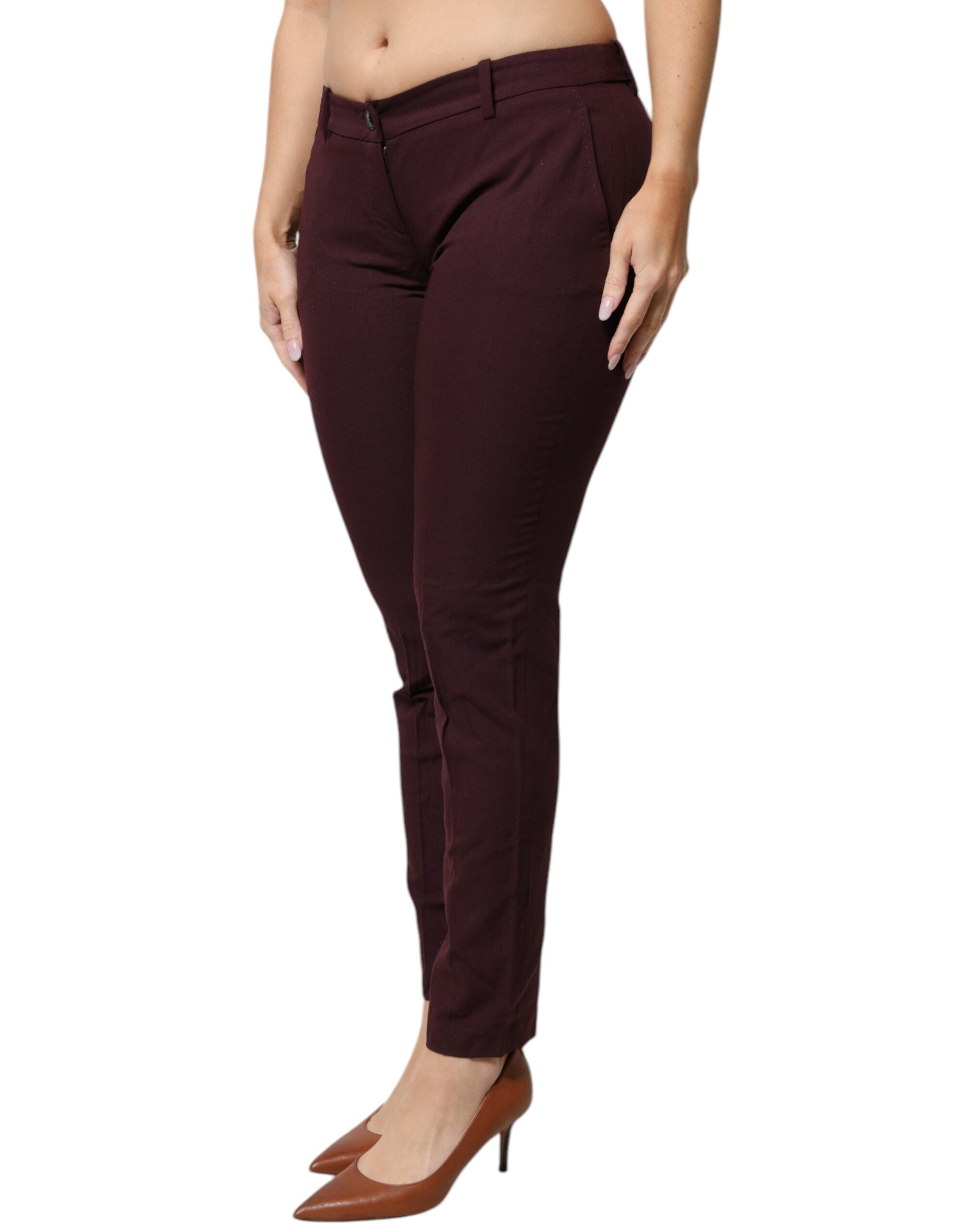 Aniye By Maroon Mid Waist Tapered Skinny Dress Women's Pants (Pre-Owned)