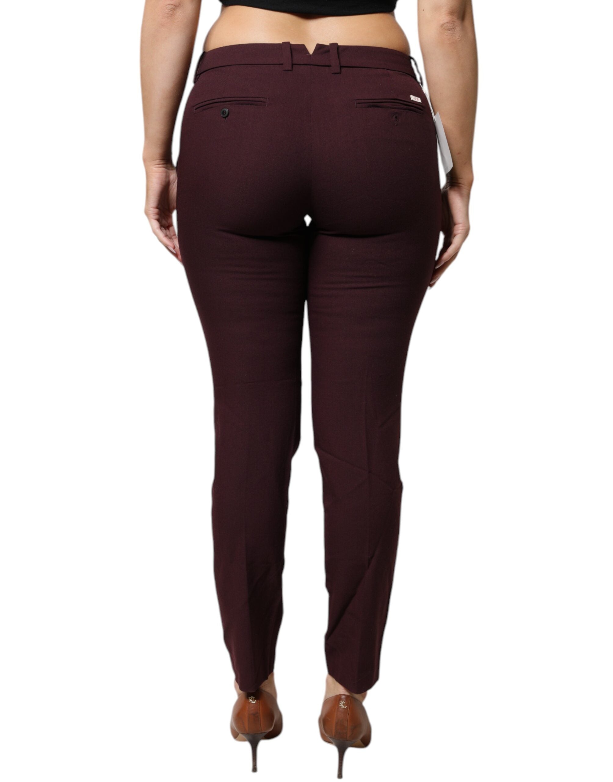 Aniye By Maroon Mid Waist Tapered Skinny Dress Women's Pants (Pre-Owned)