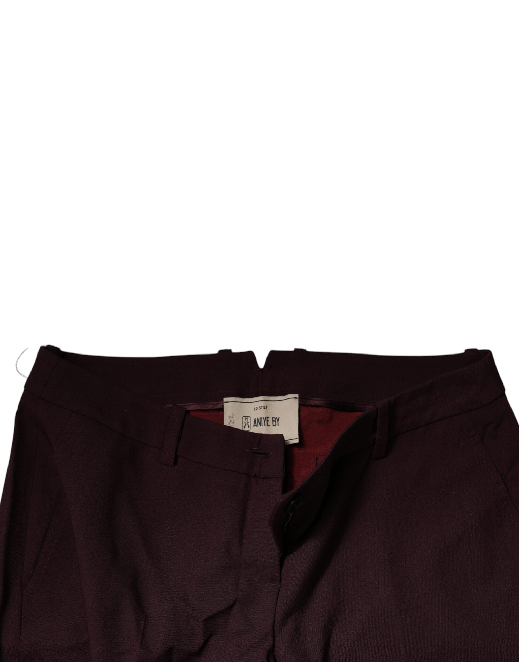 Aniye By Maroon Mid Waist Tapered Skinny Dress Women's Pants (Pre-Owned)