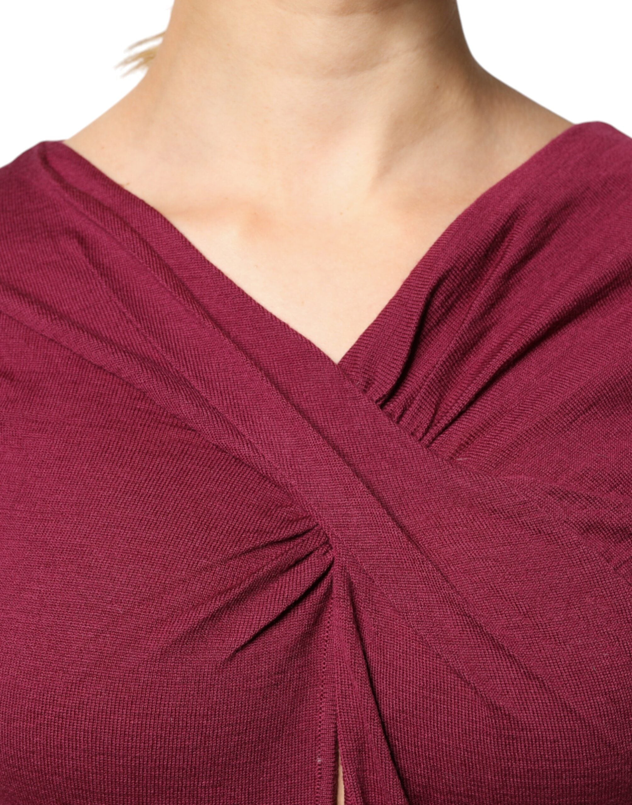 Roberto Cavalli Maroon Jumper Keyhole Knit Pullover Women's Sweater