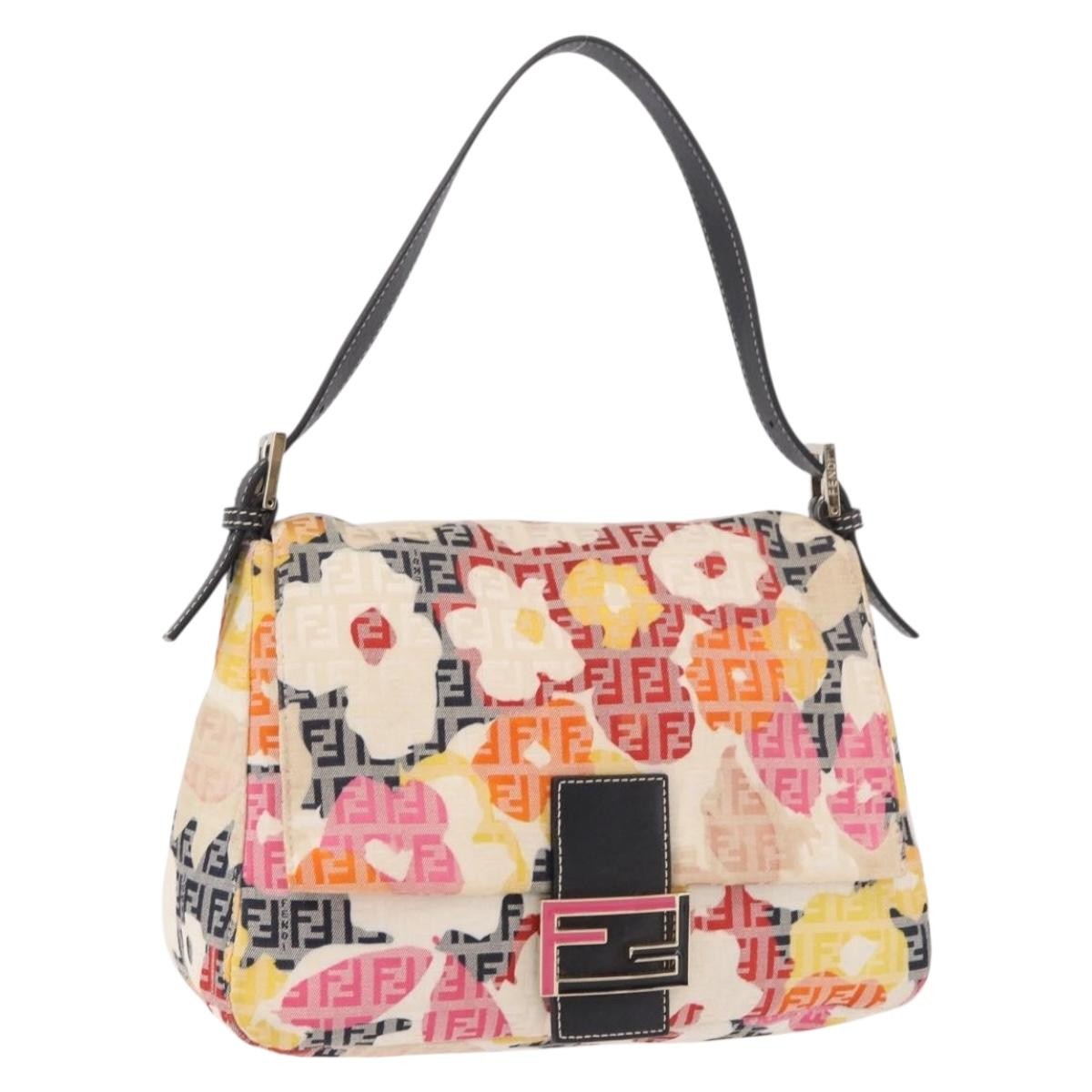 Fendi Mamma Baguette Zucca Jacquard Velvet Multicolour Canvas Shoulder Bag Bag (Pre-Owned)