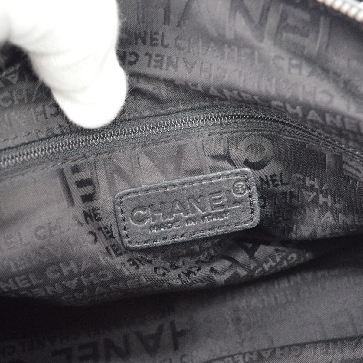 Chanel Square Stitch Boston Quilted Leather Black Leather Travel Bag Bag (Pre-Owned)