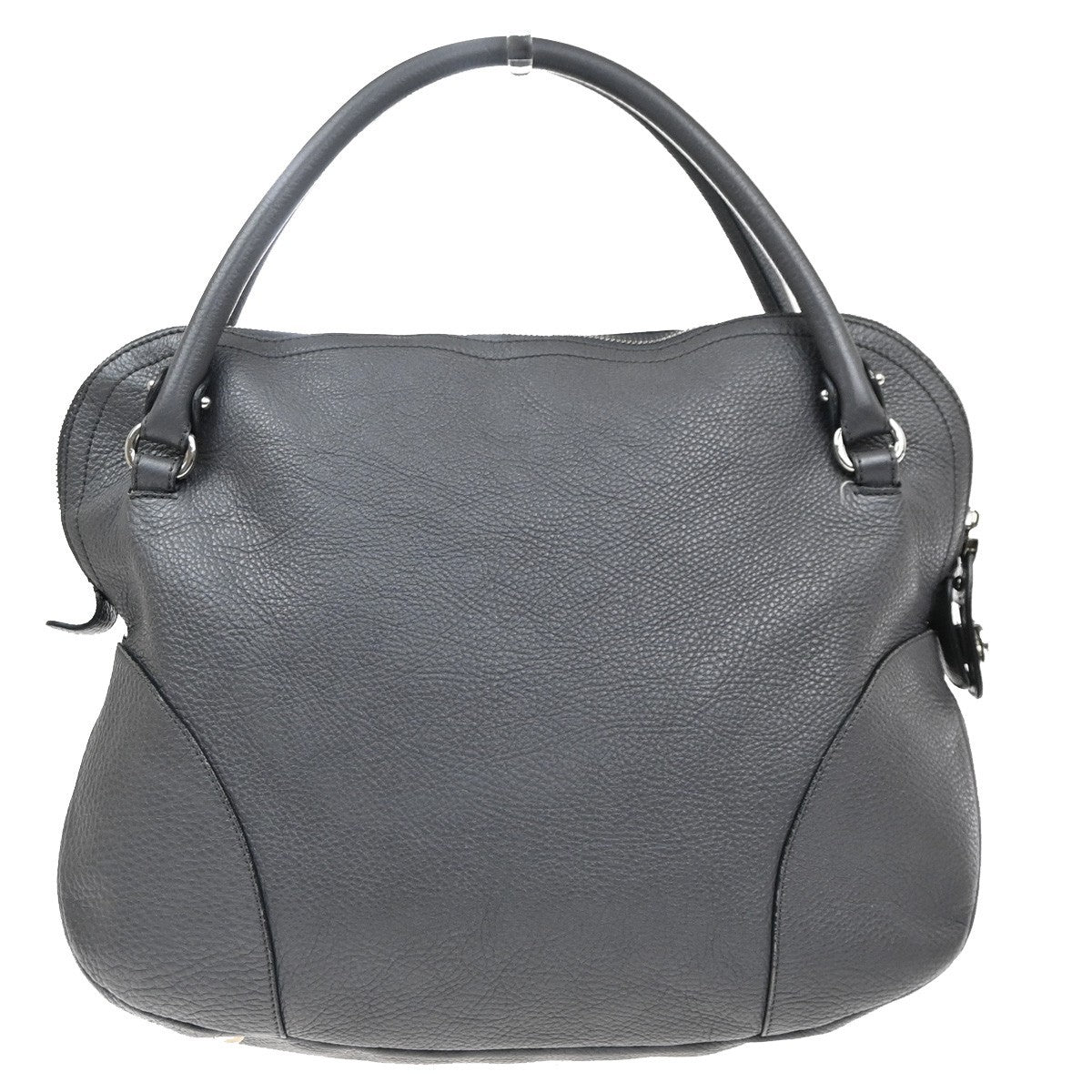 Salvatore Ferragamo Bonaria Satchel Leather Gray Leather Handbag (Pre-Owned)