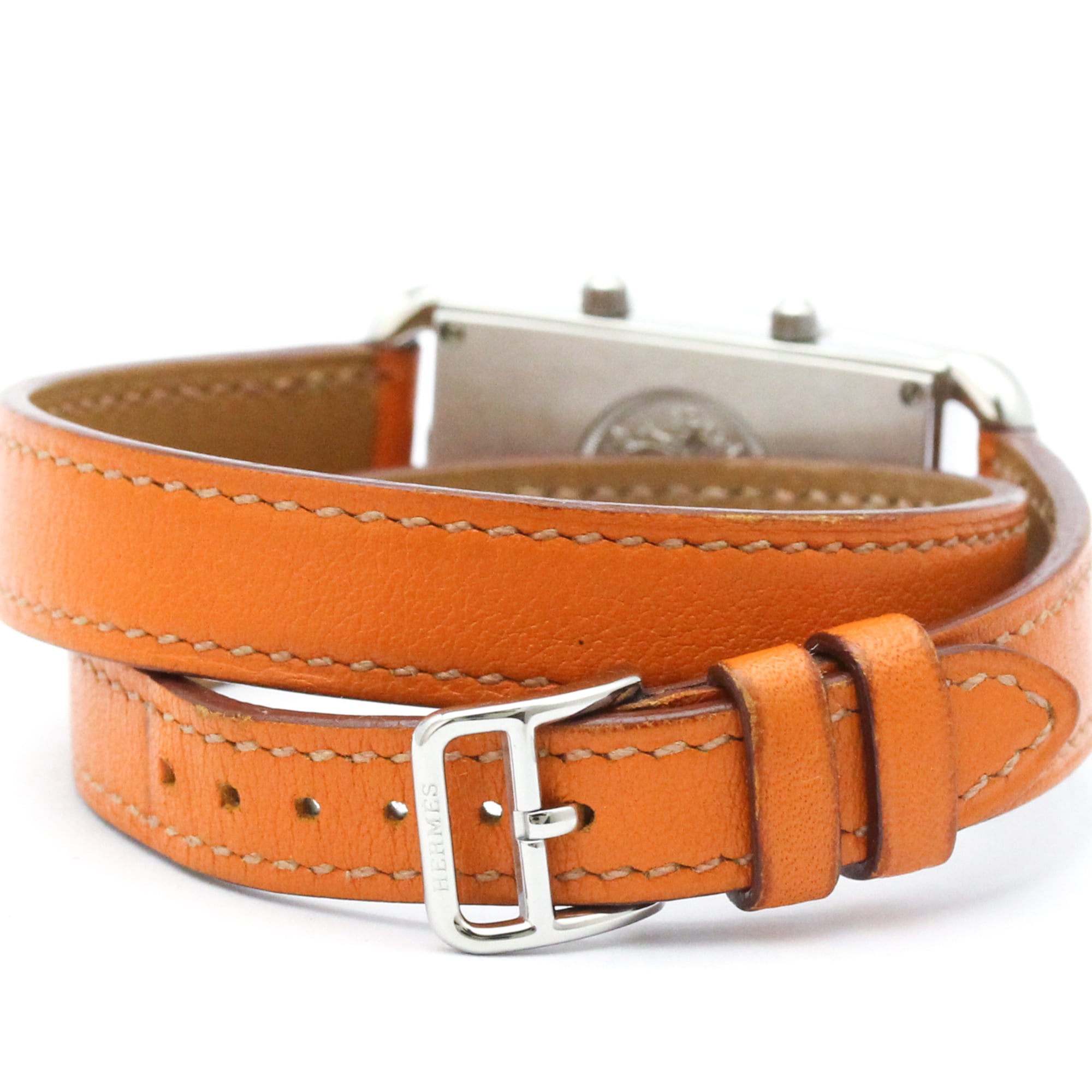 Hermes Cape Cod Dual Time Quartz Stainless Steel And Leather Watch (Pre-Owned)