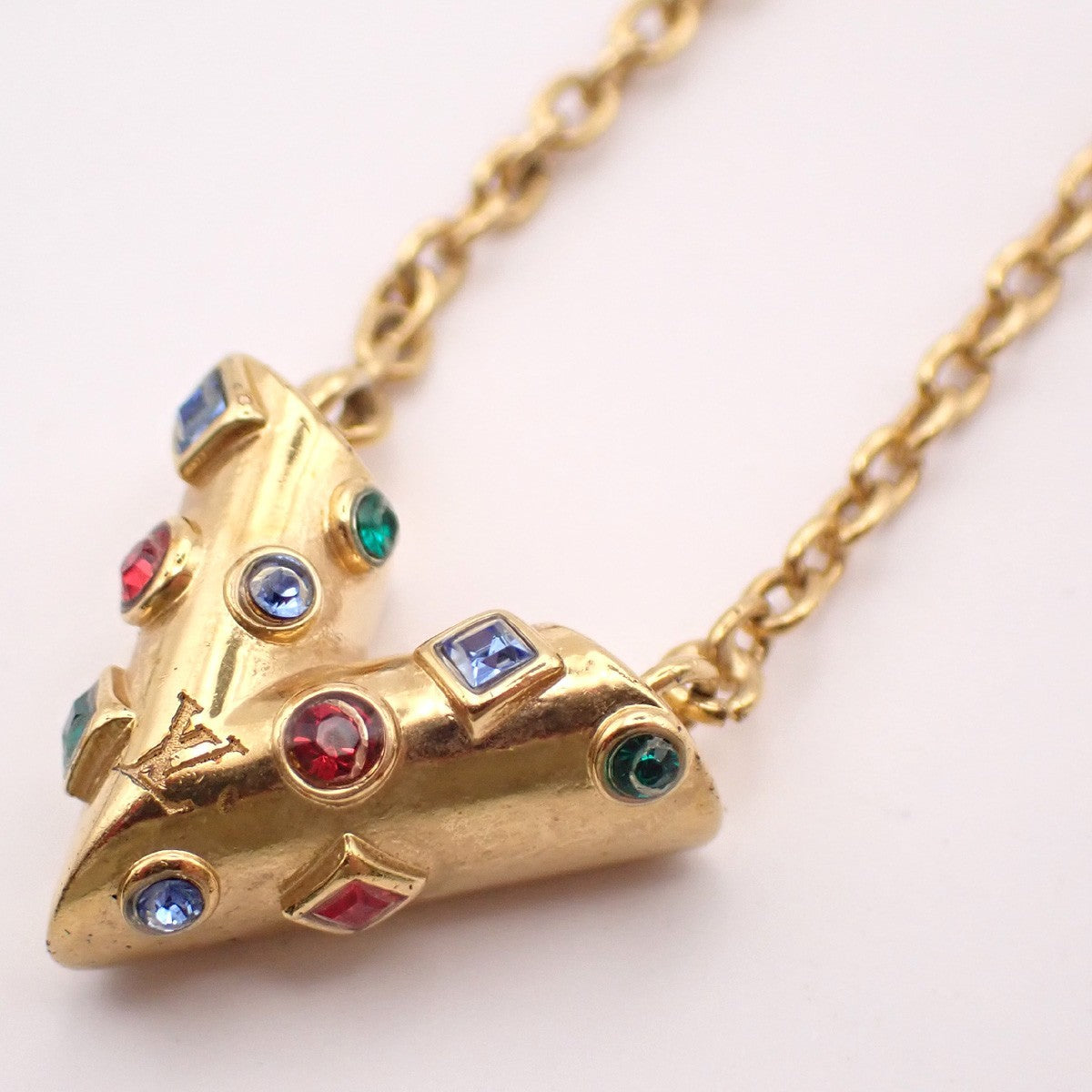 Louis Vuitton Essential V Metal Gold Gold_Plated Necklace Jewelry (Pre-Owned)
