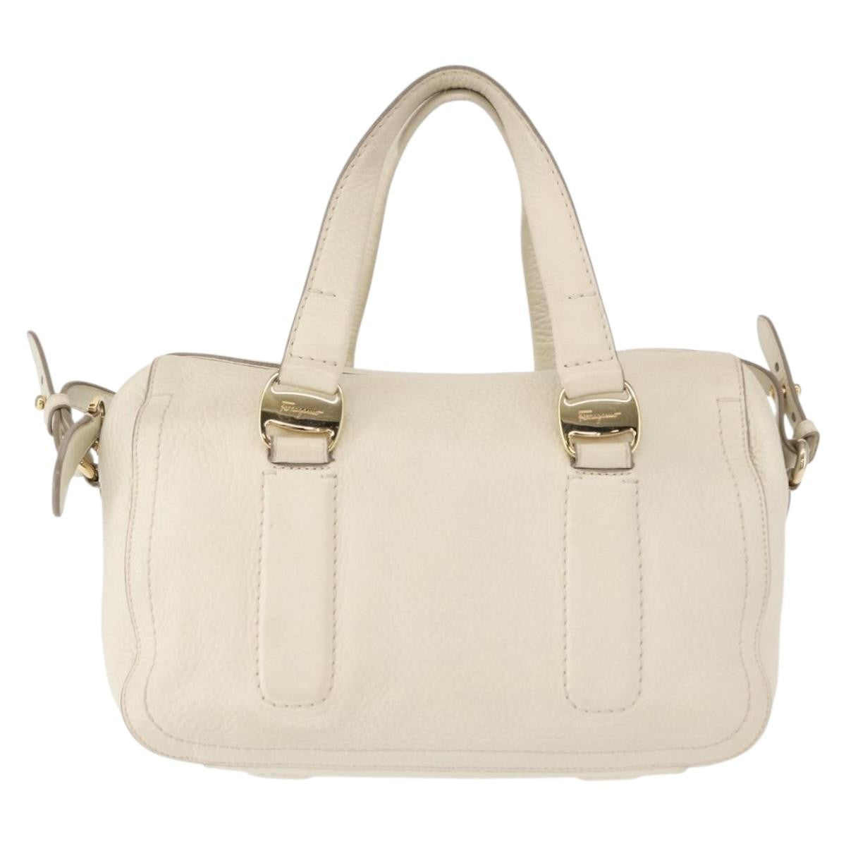 Salvatore Ferragamo Vala Leather White Leather Handbag (Pre-Owned)