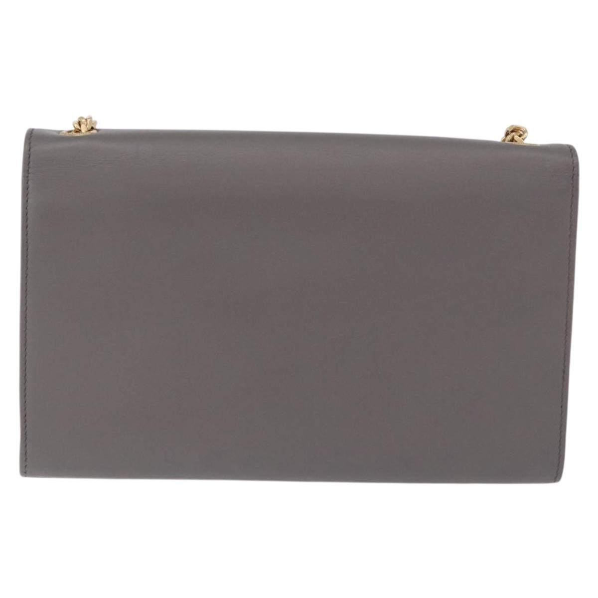 Saint Laurent Classic Monogram Tassel Leather Gray Leather Shoulder Bag Bag (Pre-Owned)