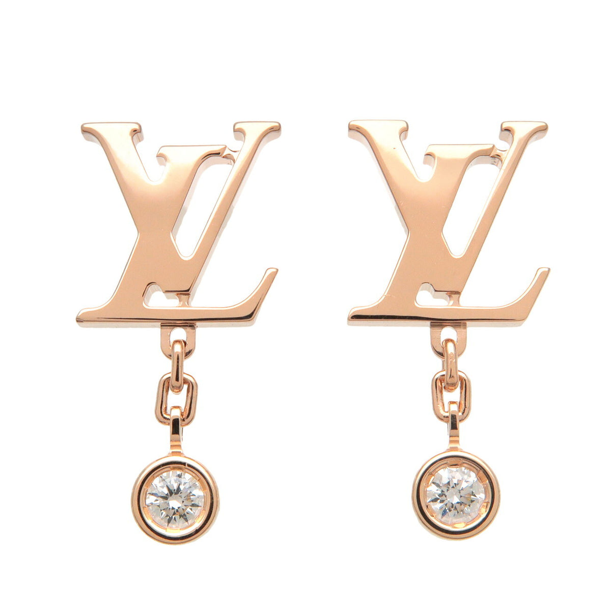 Louis Vuitton Idylle Blossom Lv Ear Stud 18K Yellow Gold With Diamond Gold Rose_Gold Earrings Jewelry (Pre-Owned)